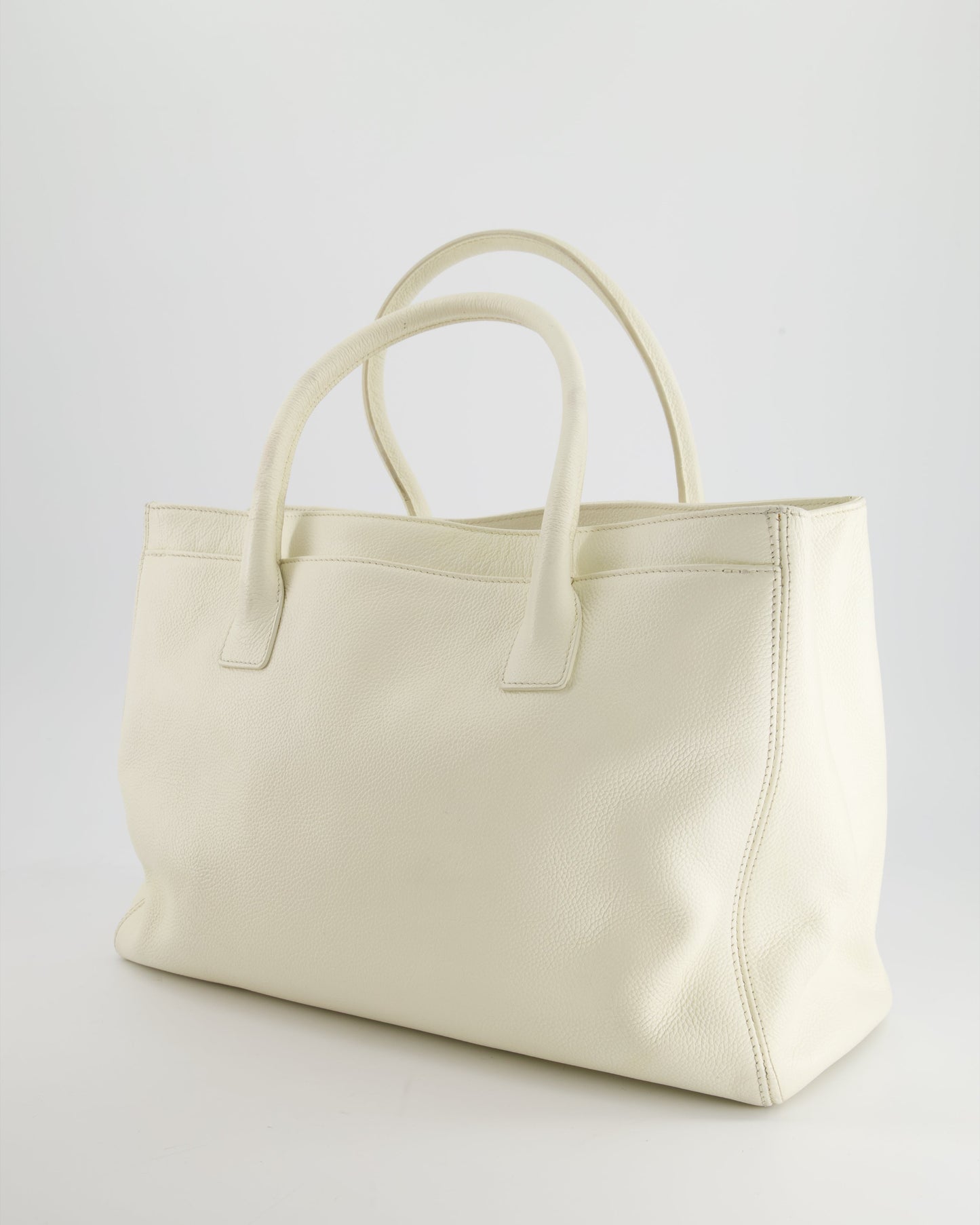Chanel White Executive Shopper Tote Bag with Gold Hardware