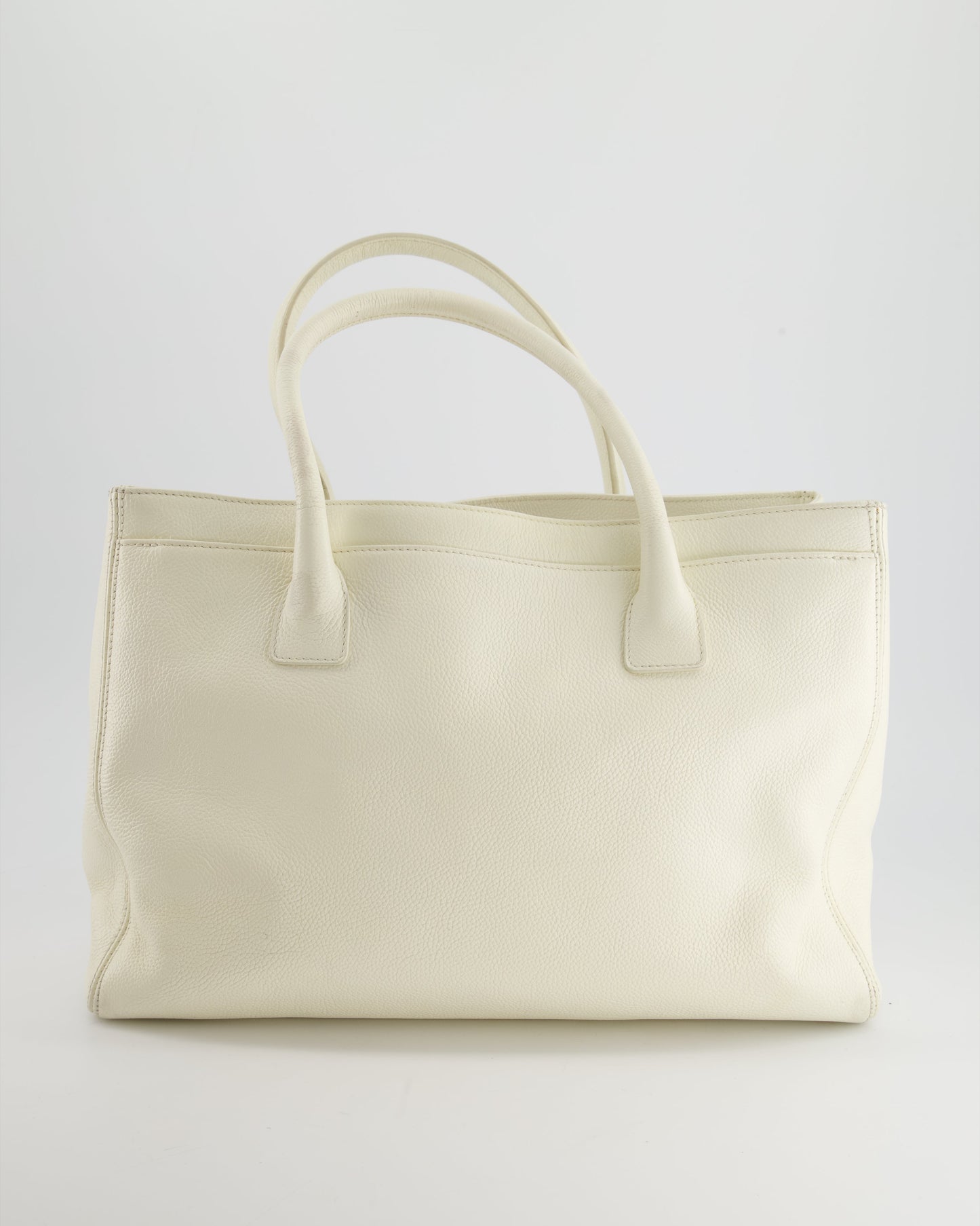 Chanel White Executive Shopper Tote Bag with Gold Hardware