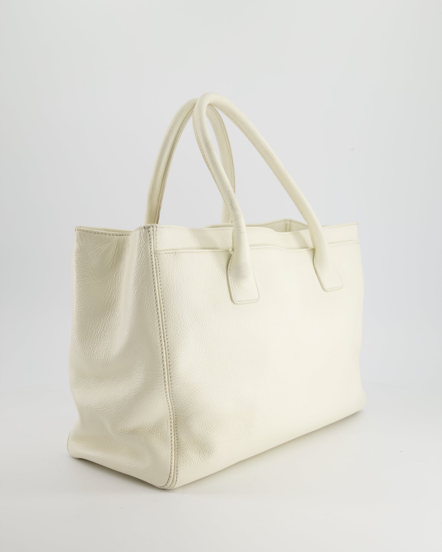 Chanel White Executive Shopper Tote Bag with Gold Hardware