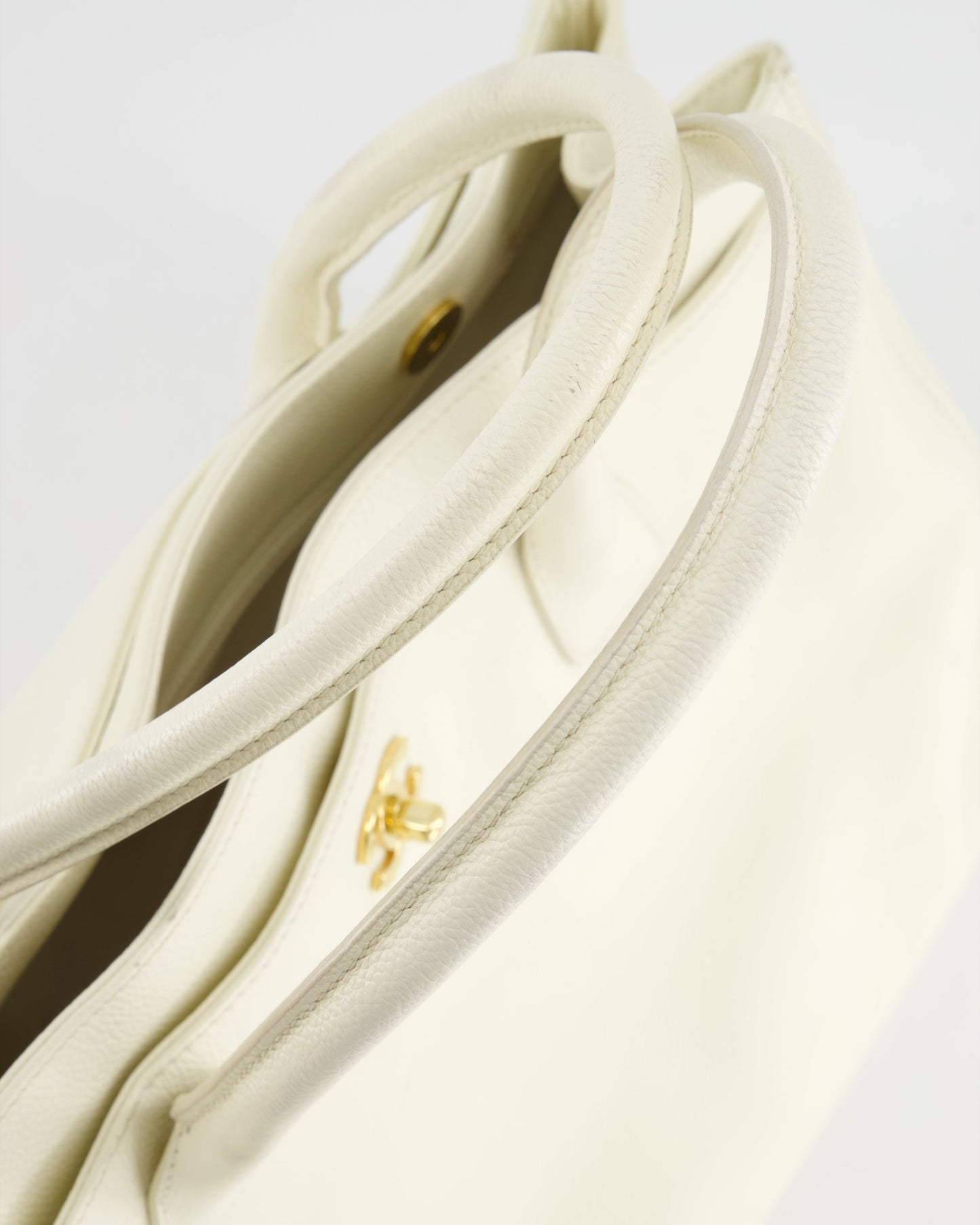 Chanel White Executive Shopper Tote Bag with Gold Hardware