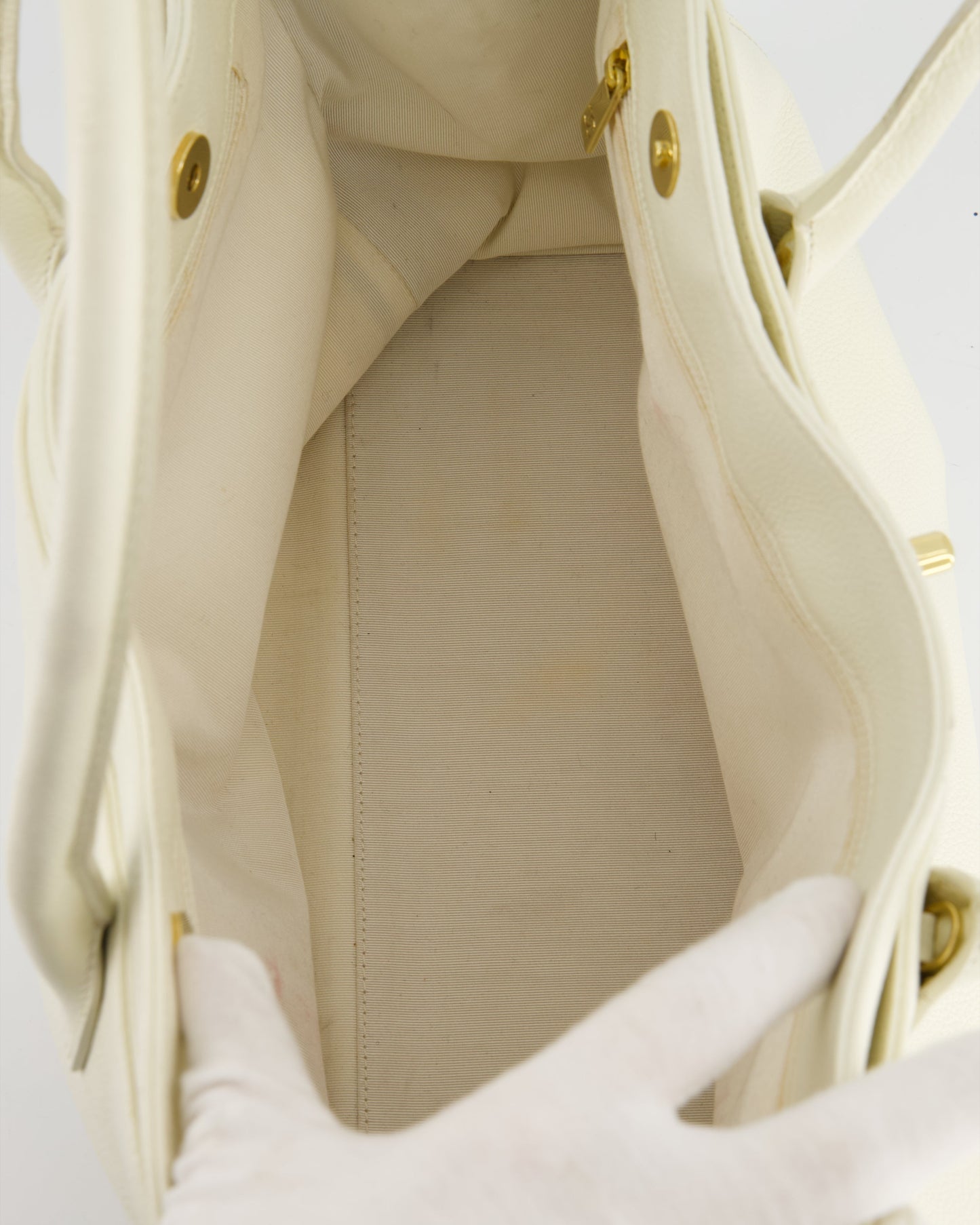 Chanel White Executive Shopper Tote Bag with Gold Hardware