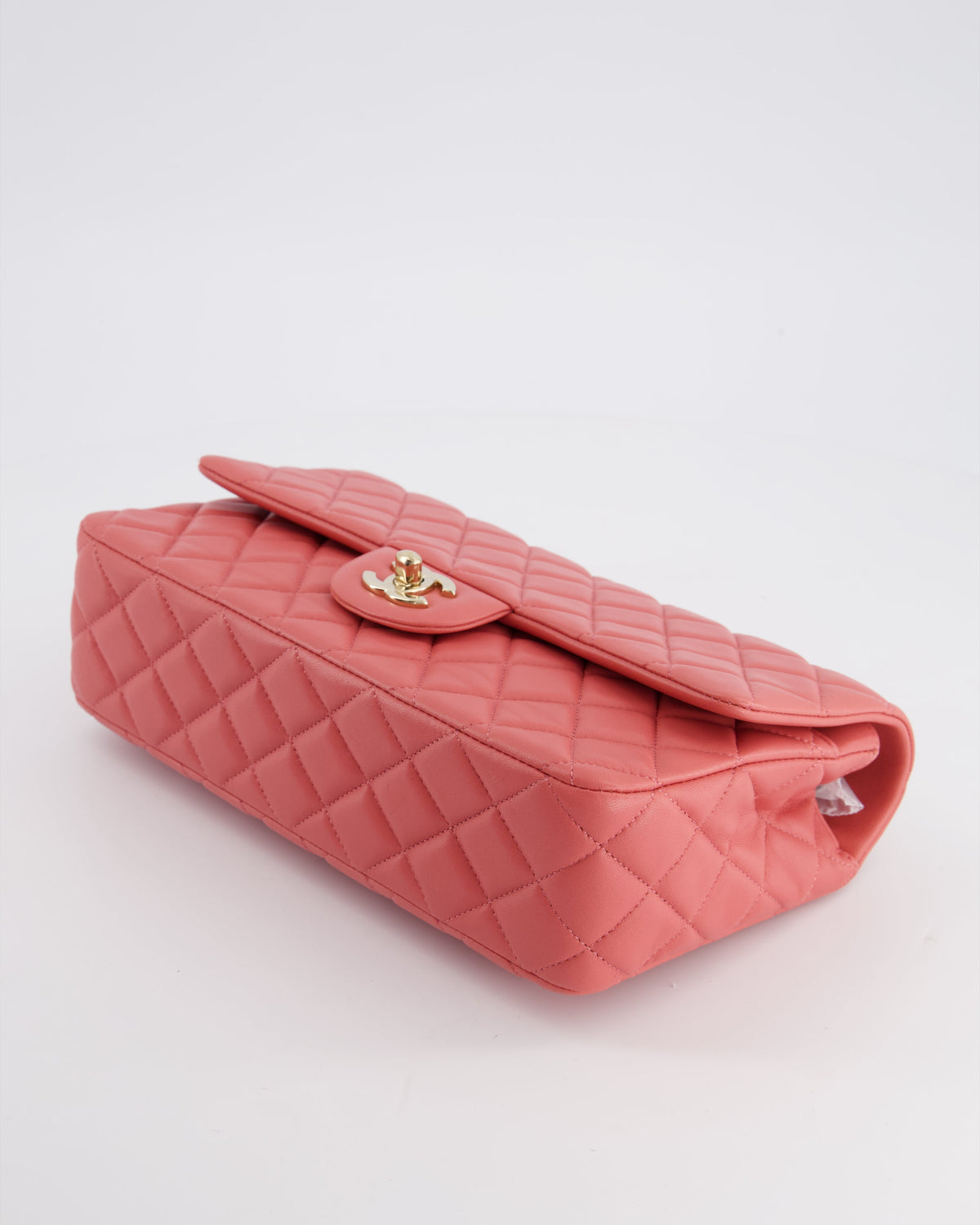 Chanel Pink Medium Single Flap Bag in Lambskin Leather with Champagne Gold Hardware