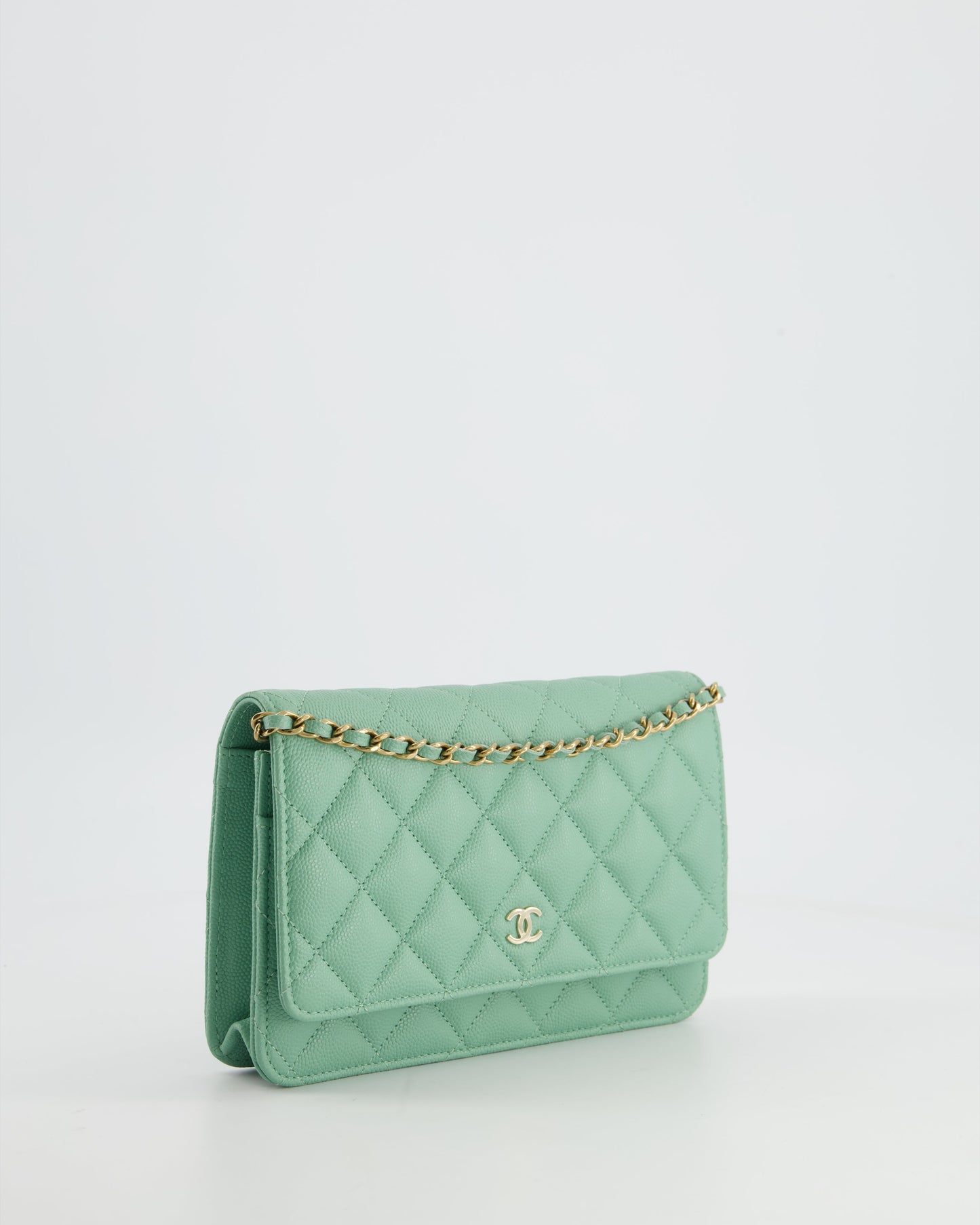 Chanel Matcha Green Wallet on Chain Bag in Caviar with Champagne Gold Hardware