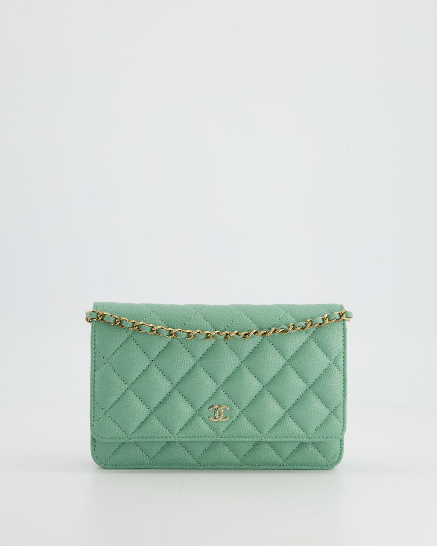 Chanel Matcha Green Wallet on Chain Bag in Caviar with Champagne Gold Hardware