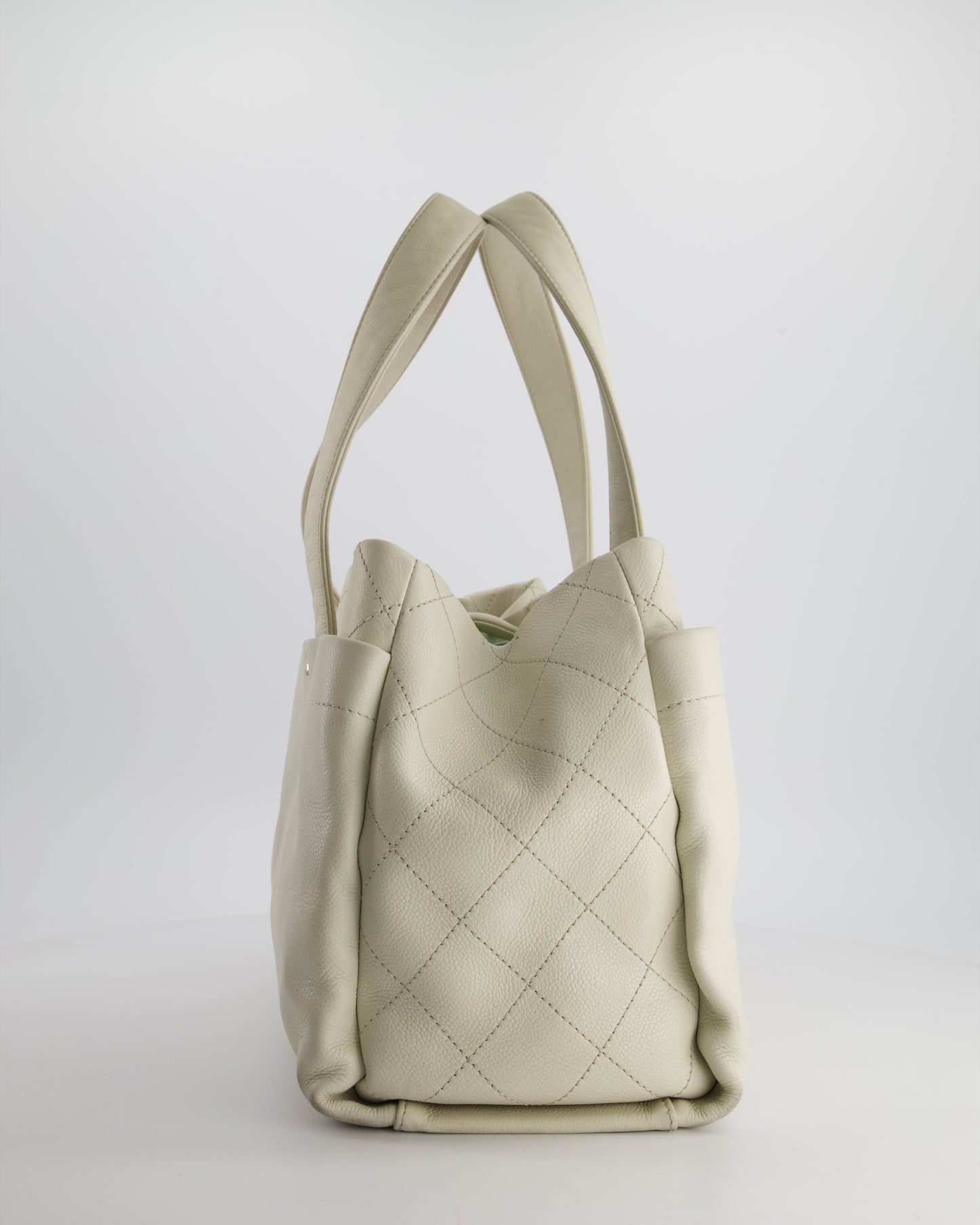 Chanel Ivory Ultimate Executive Shopper Tote Bag in Caviar Leather with Silver Hardware