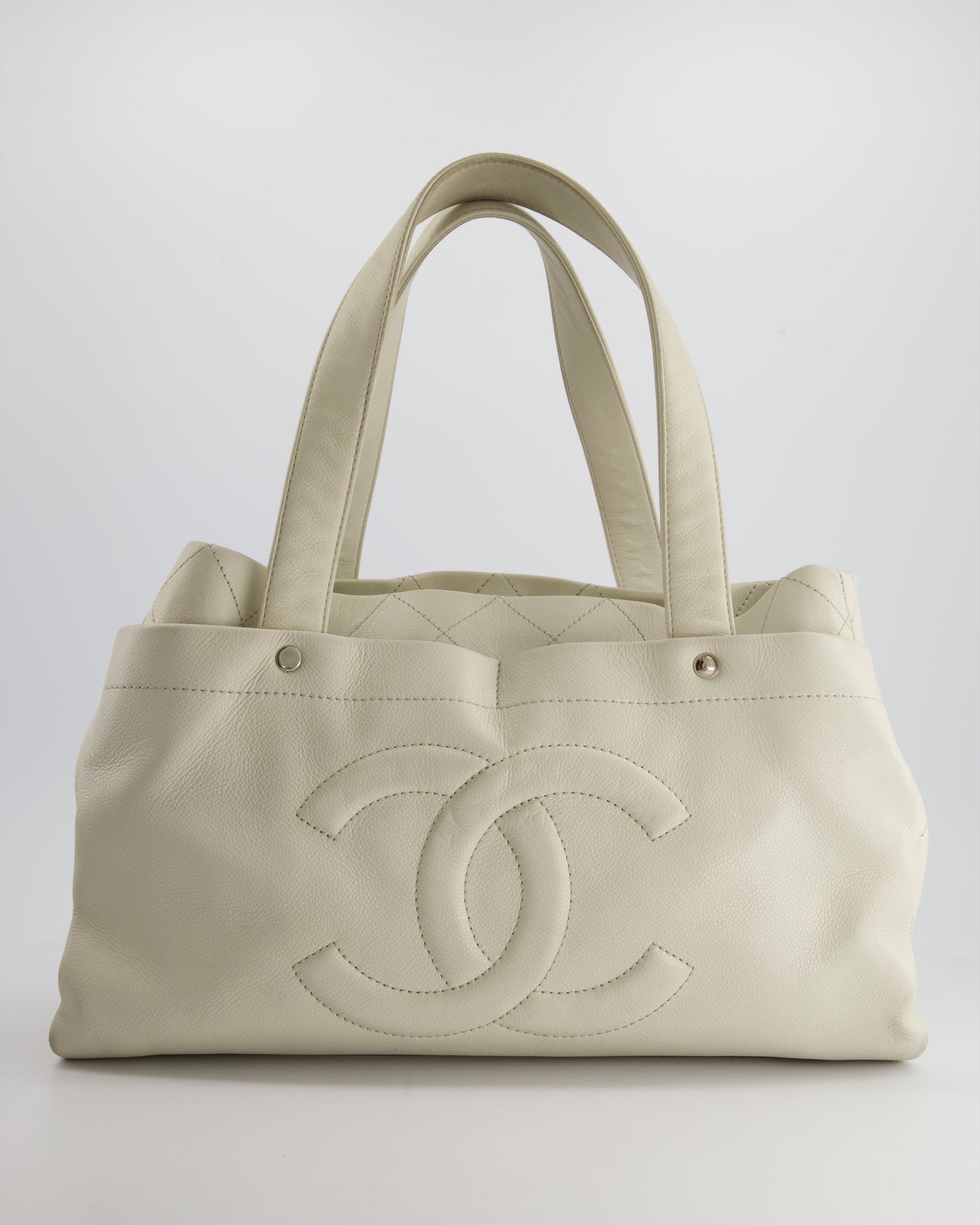 Chanel Ivory Ultimate Executive Shopper Tote Bag in Caviar Leather with Silver Hardware