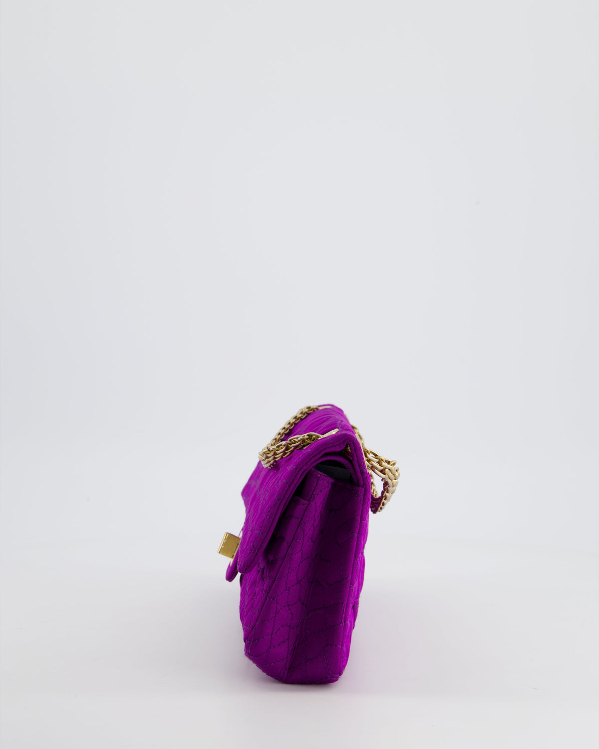 Chanel Purple Small Satin Croc Embossed 2.55 Reissue with Brushed Gold Hardware