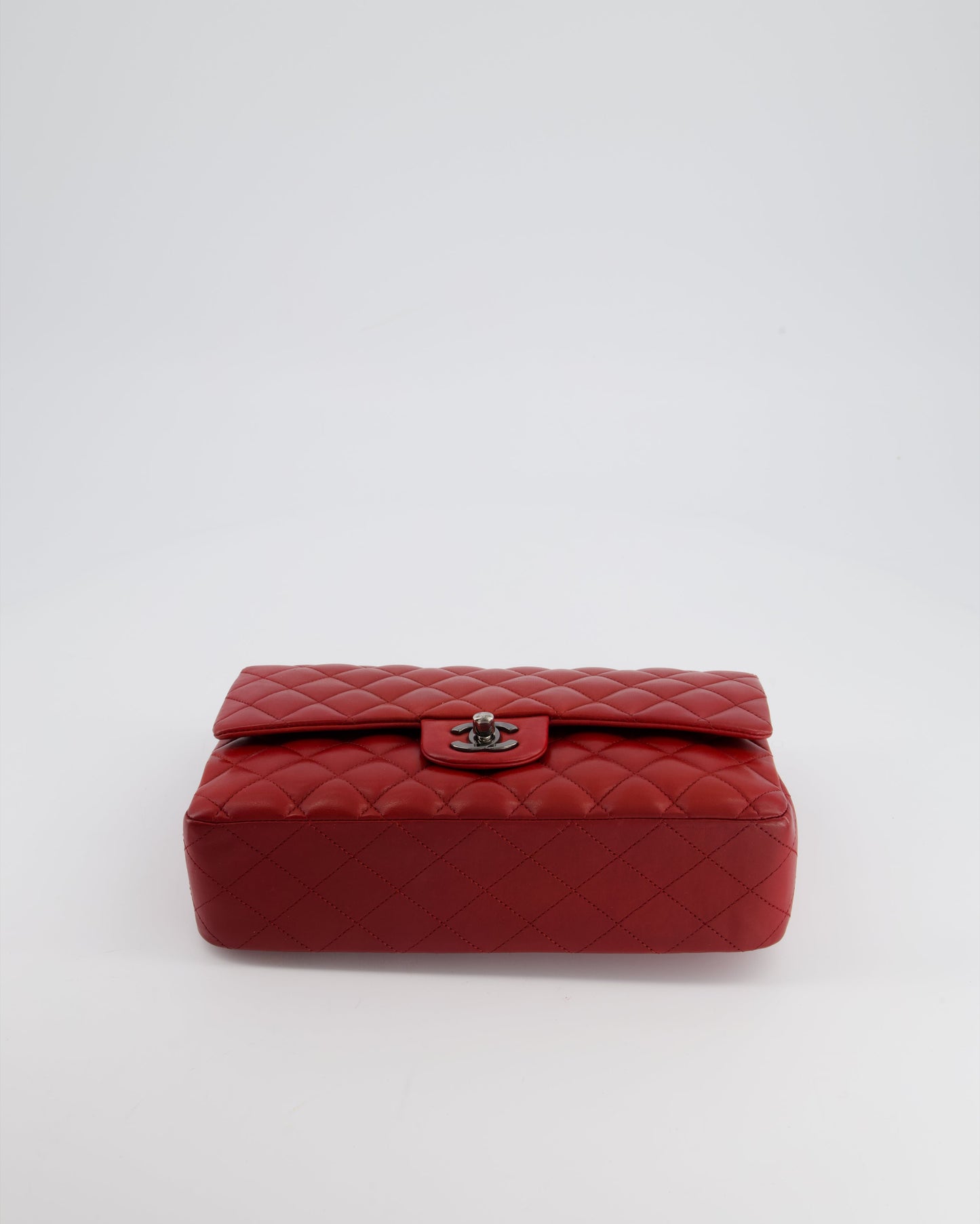 Chanel Red Medium Classic Double Flap Bag in Lambskin Leather with Gun Metal Silver Hardware RRP £8530