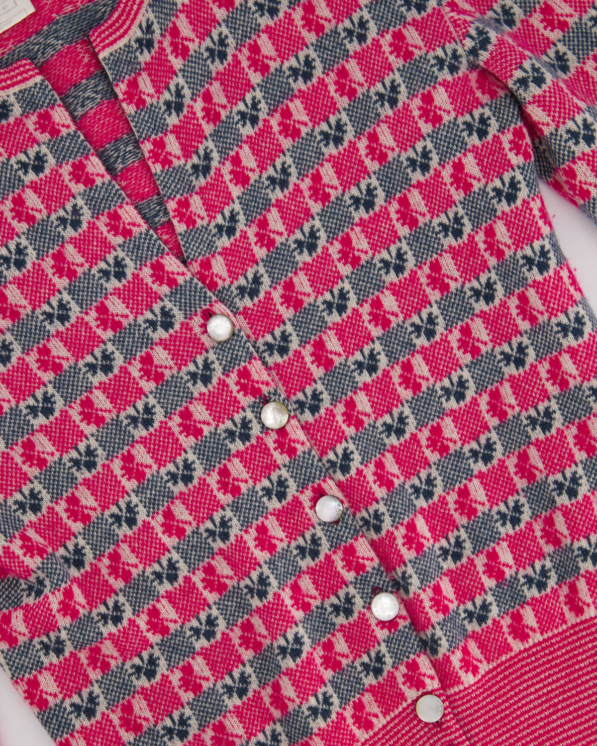 Chanel Pink Intarsia Knit Cashmere igan and Top Set Size FR 40 (UK 12)