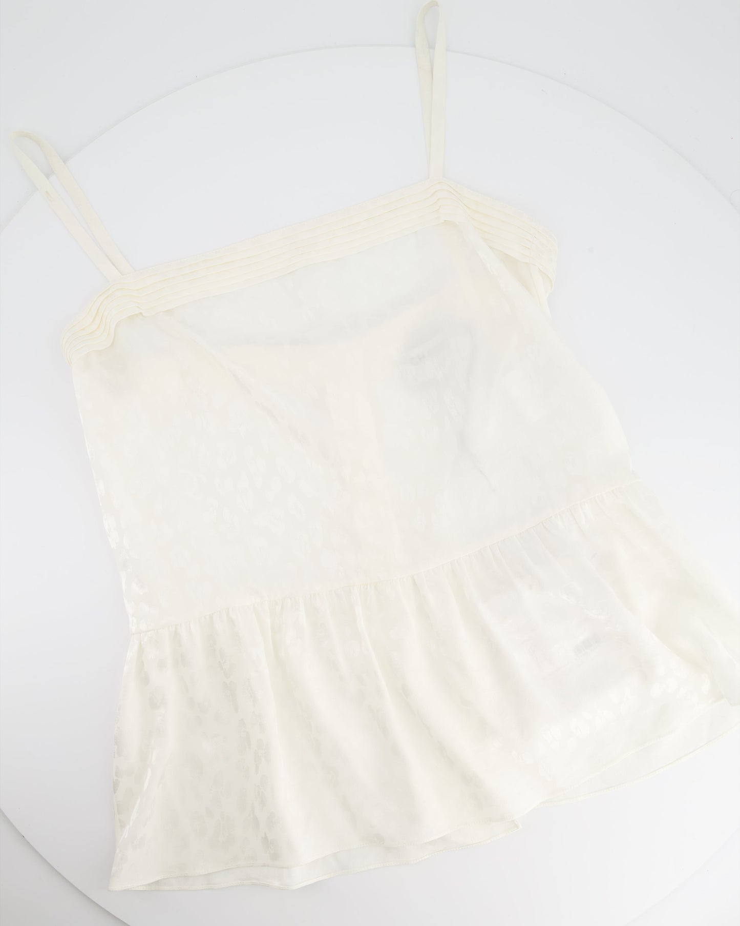 Chanel 23AK White Silk Sleeveless Shirt with CC Logo and Leopard Prints Detail FR 36 (UK 8) RRP £2450