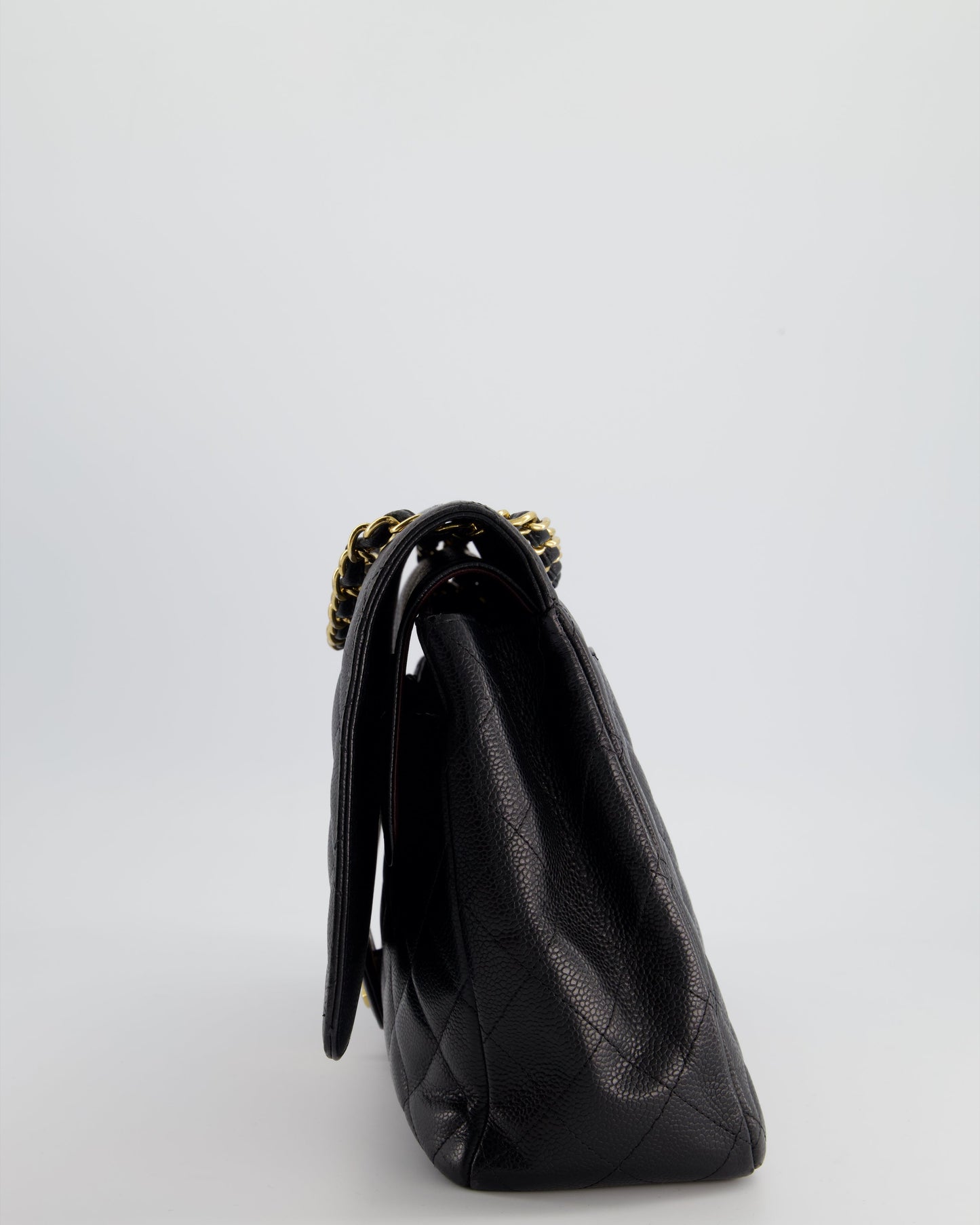 *HOT* Chanel Black Caviar Leather Maxi Double Flap Bag with Gold Hardware RRP £9,760