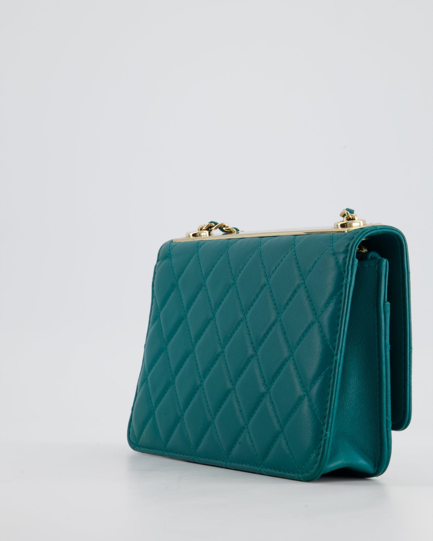 Chanel Blue Quilted Trendy Wallet on Chain Bag in Lambskin Leather with Champagne Gold Hardware