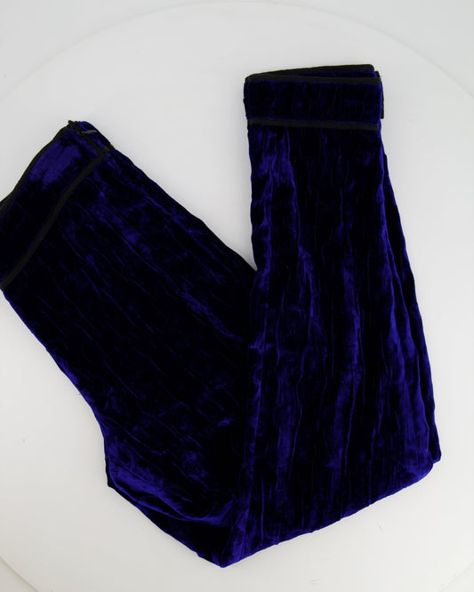 Chanel 12A Electric Blue Velvet Straight-Leg Trousers Size FR 38 (UK 10) RRP ¬£1,550