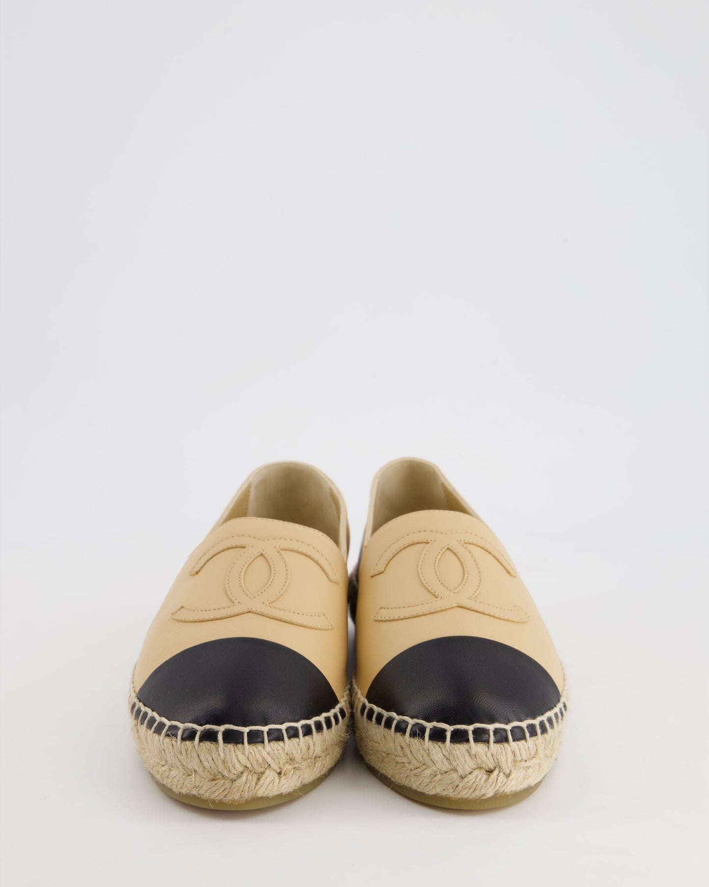 Chanel Beige & Black Leather Espadrilles Shoes Size EU 40 RRP ¬£730