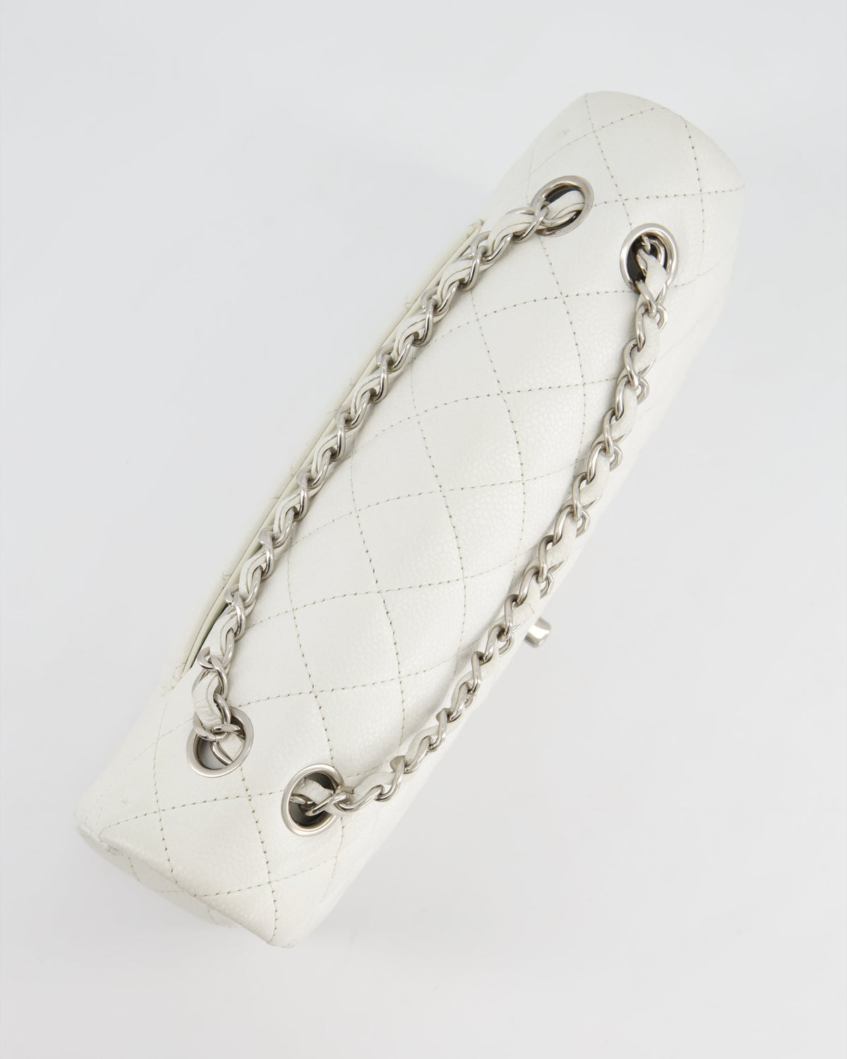 Chanel White Medium Classic Double Flap in Caviar Leather with Silver Hardware RRP ¬£8,890