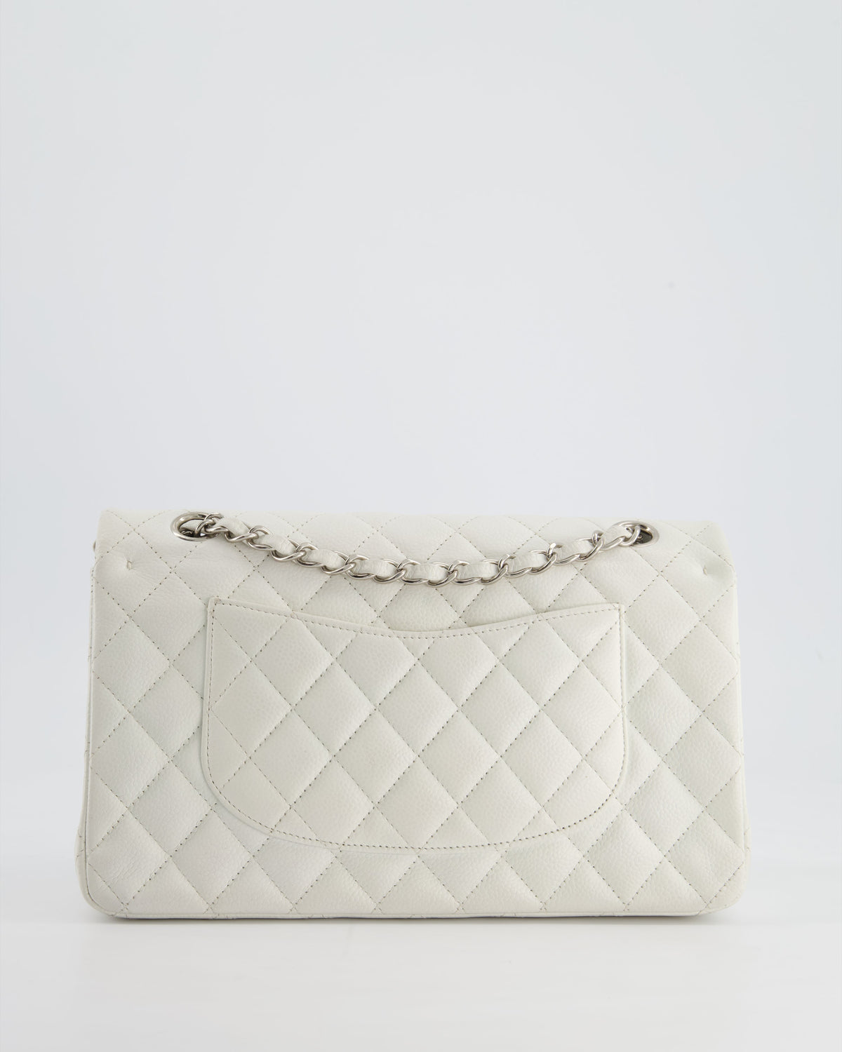 Chanel White Medium Classic Double Flap in Caviar Leather with Silver Hardware RRP ¬£8,890