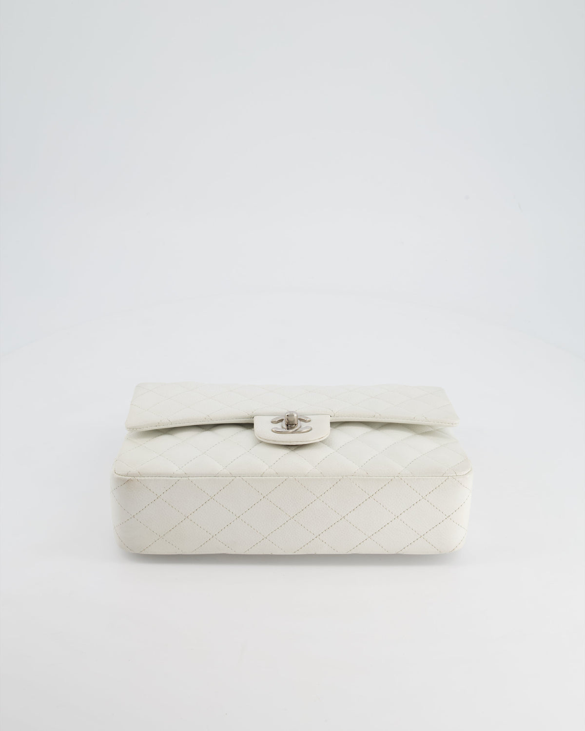 Chanel White Medium Classic Double Flap in Caviar Leather with Silver Hardware RRP ¬£8,890