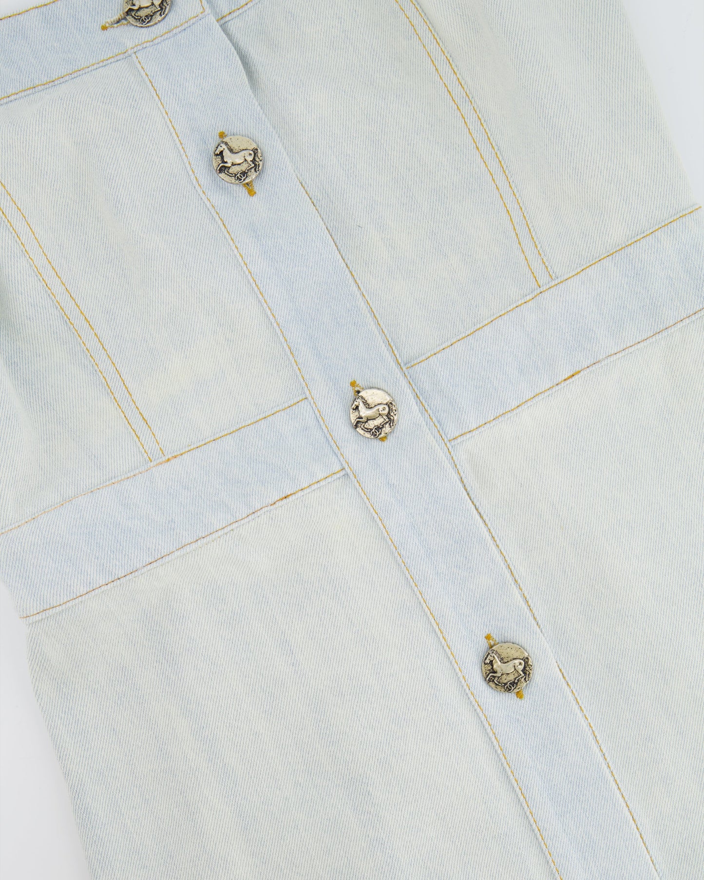 Chanel 18C Light Blue Denim Mini Dress with Button Detail Size FR 38 (UK 10) RRP ¬£2,200