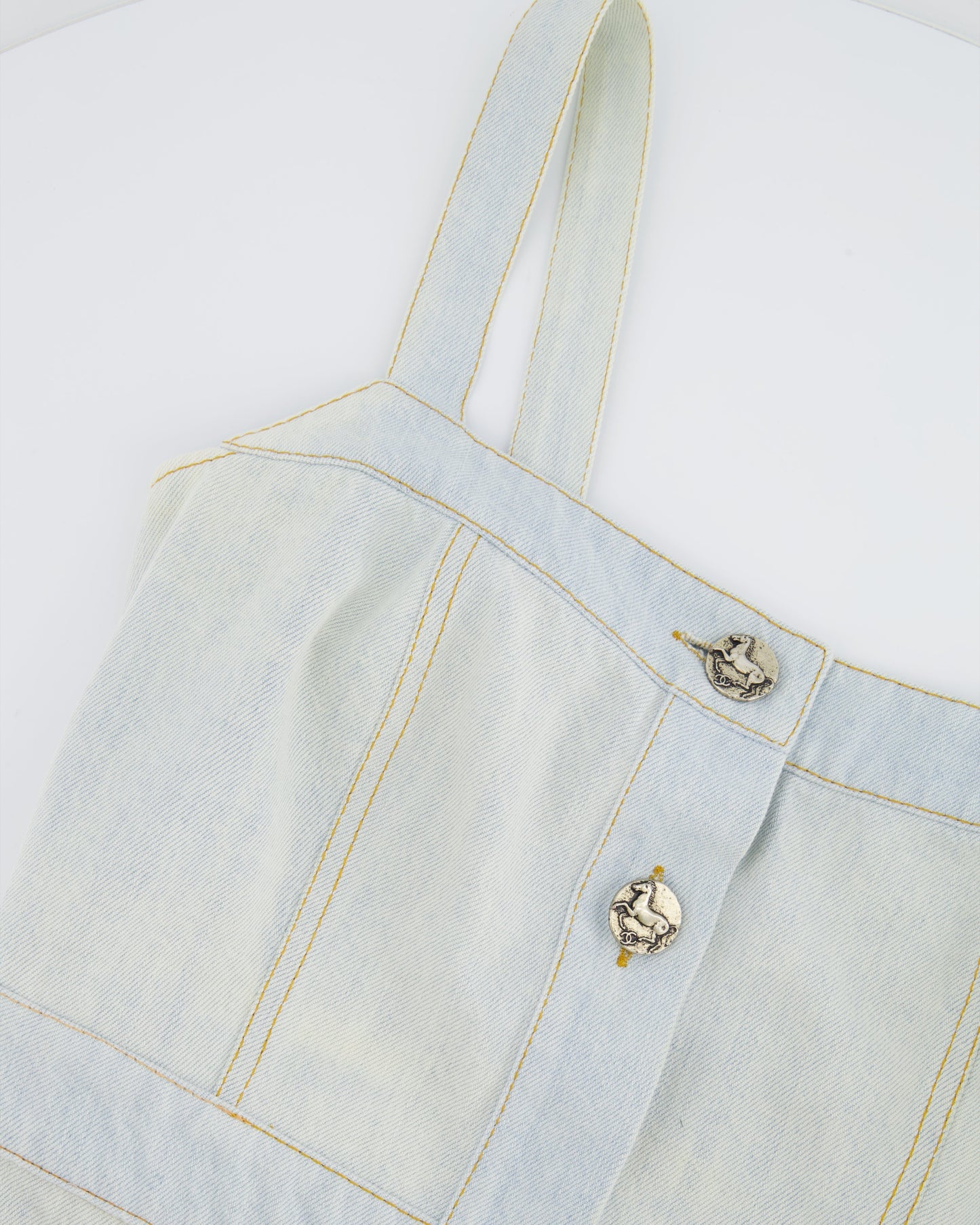 Chanel 18C Light Blue Denim Mini Dress with Button Detail Size FR 38 (UK 10) RRP ¬£2,200