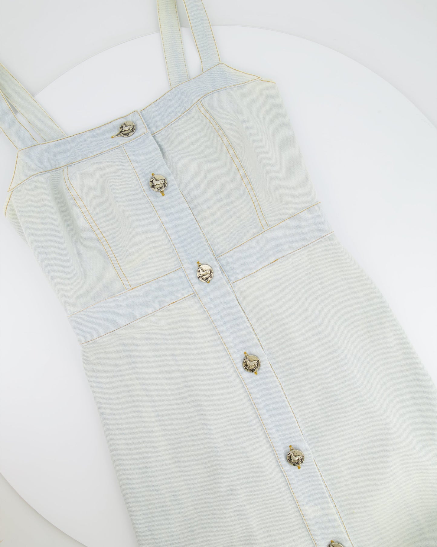 Chanel 18C Light Blue Denim Mini Dress with Button Detail Size FR 38 (UK 10) RRP ¬£2,200