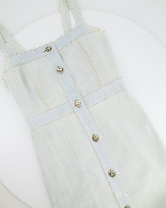 Chanel 18C Light Blue Denim Mini Dress with Button Detail Size FR 38 (UK 10) RRP ¬£2,200
