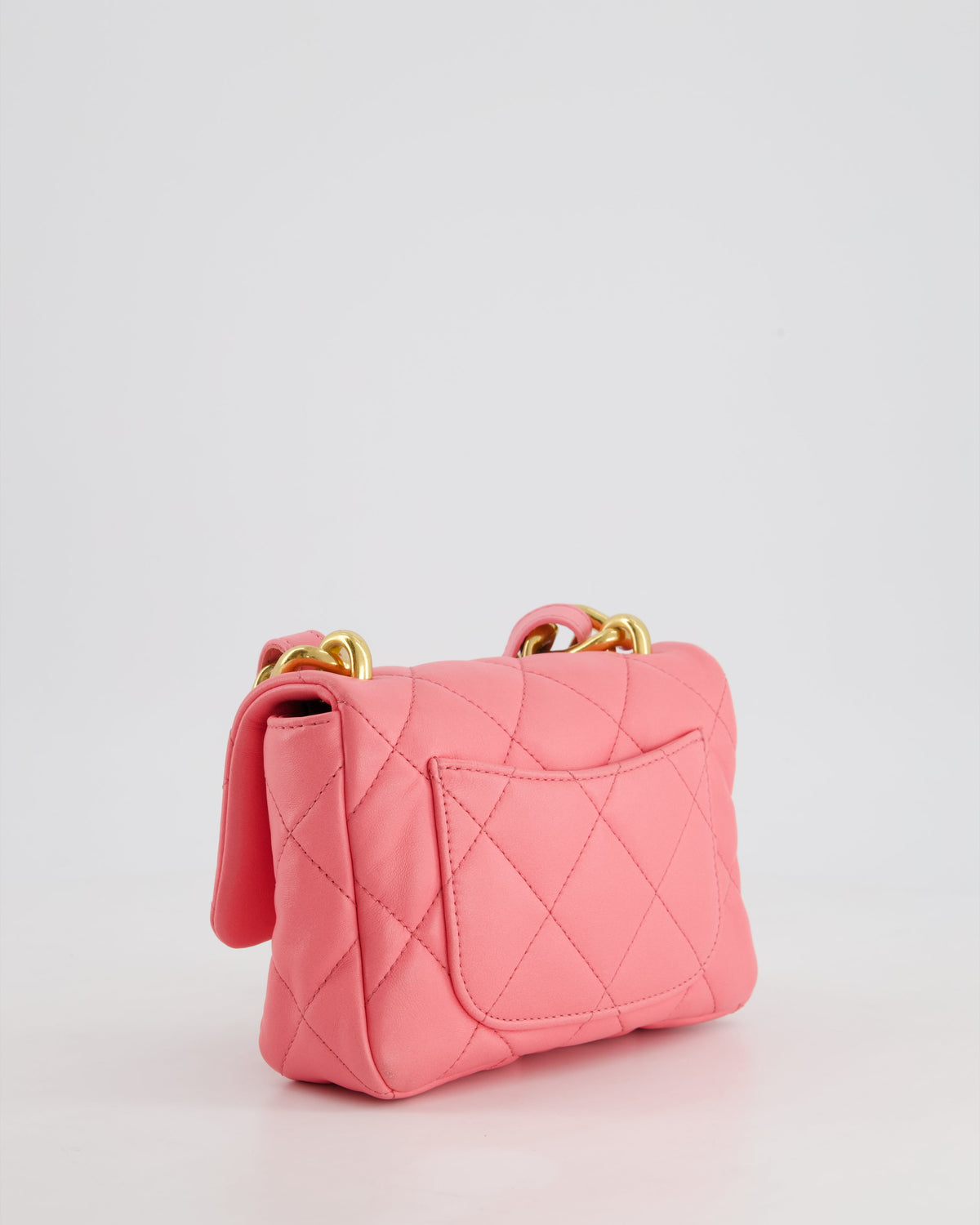 Chanel Pink Mini Flap Bag With Large Chain Brushed Gold Hardware