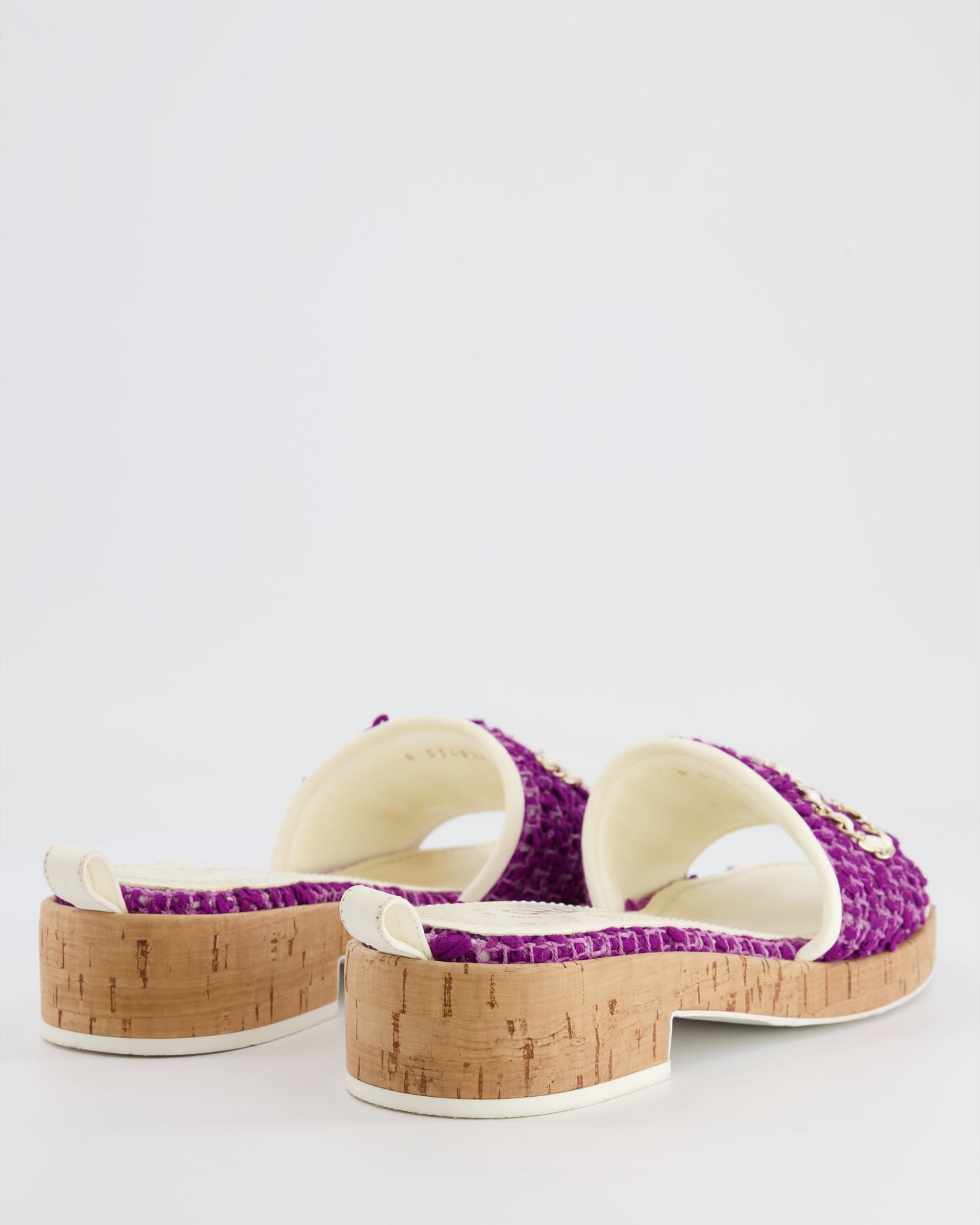 *HOT* Chanel Purple Tweed Mules with Logo Detail Size EU 37.5