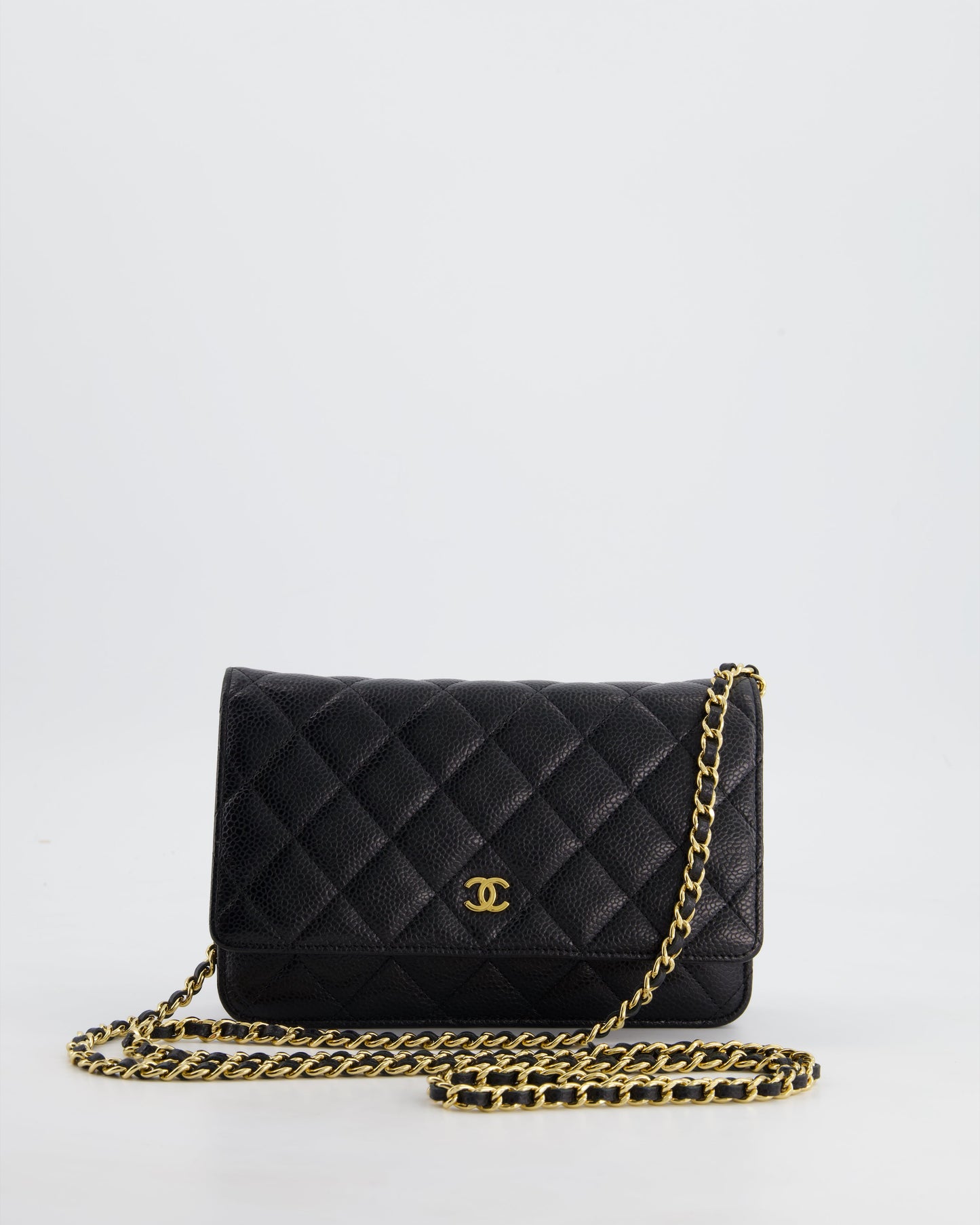 *HOT* Chanel Black Wallet on Chain in Caviar Leather with Gold Hardware