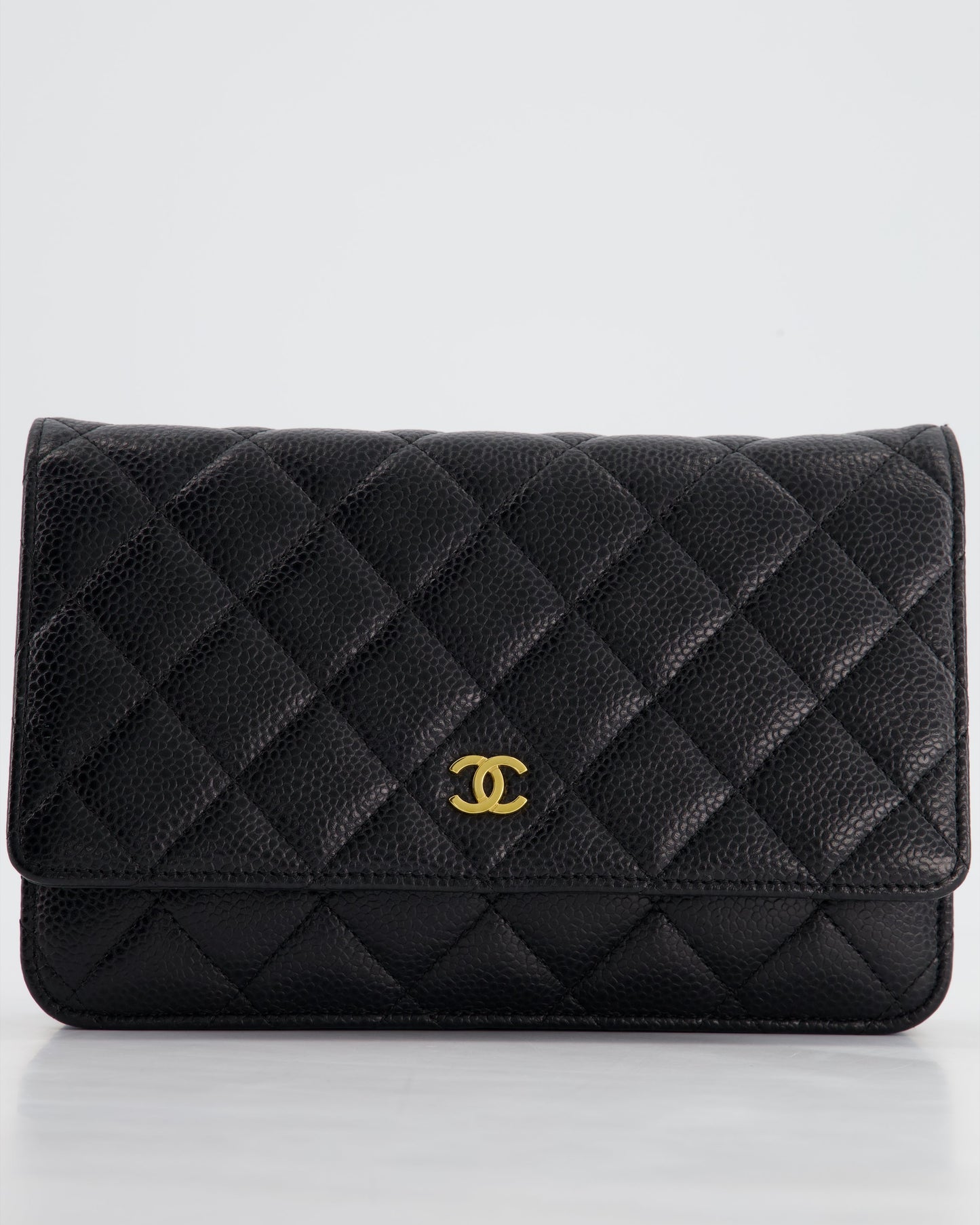 *HOT* Chanel Black Wallet on Chain in Caviar Leather with Gold Hardware