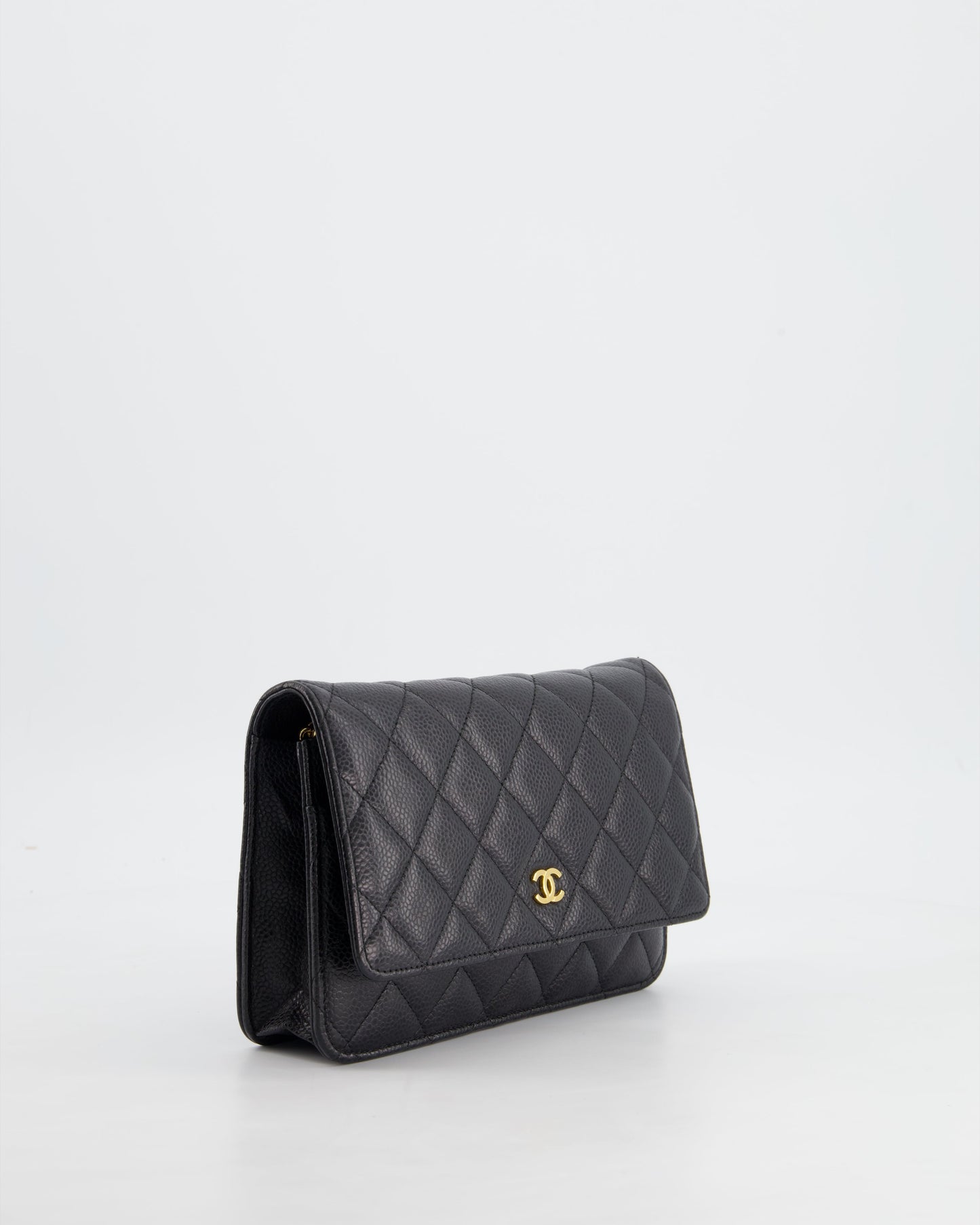 *HOT* Chanel Black Wallet on Chain in Caviar Leather with Gold Hardware