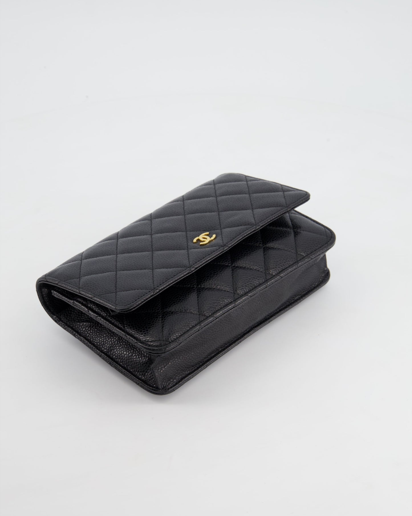 *HOT* Chanel Black Wallet on Chain in Caviar Leather with Gold Hardware