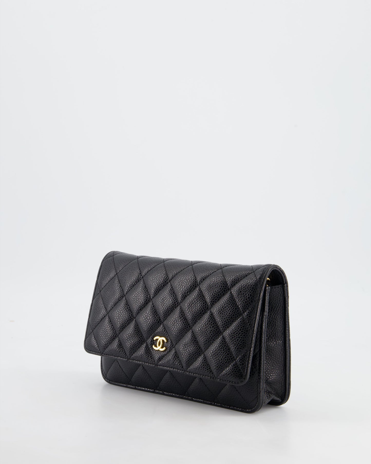 *HOT* Chanel Black Wallet on Chain in Caviar Leather with Gold Hardware