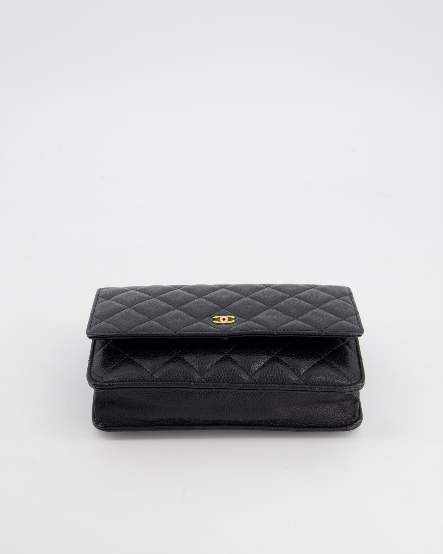 *HOT* Chanel Black Wallet on Chain in Caviar Leather with Gold Hardware