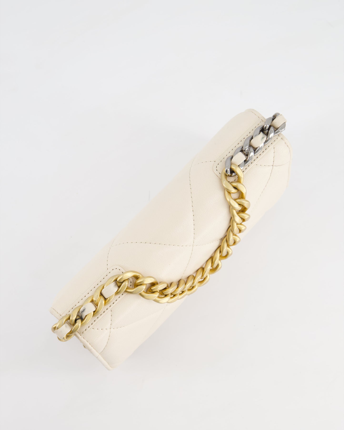 *HOT* Chanel 19 Cream Wallet on Chain in Lambskin Leather with Mixed Hardware