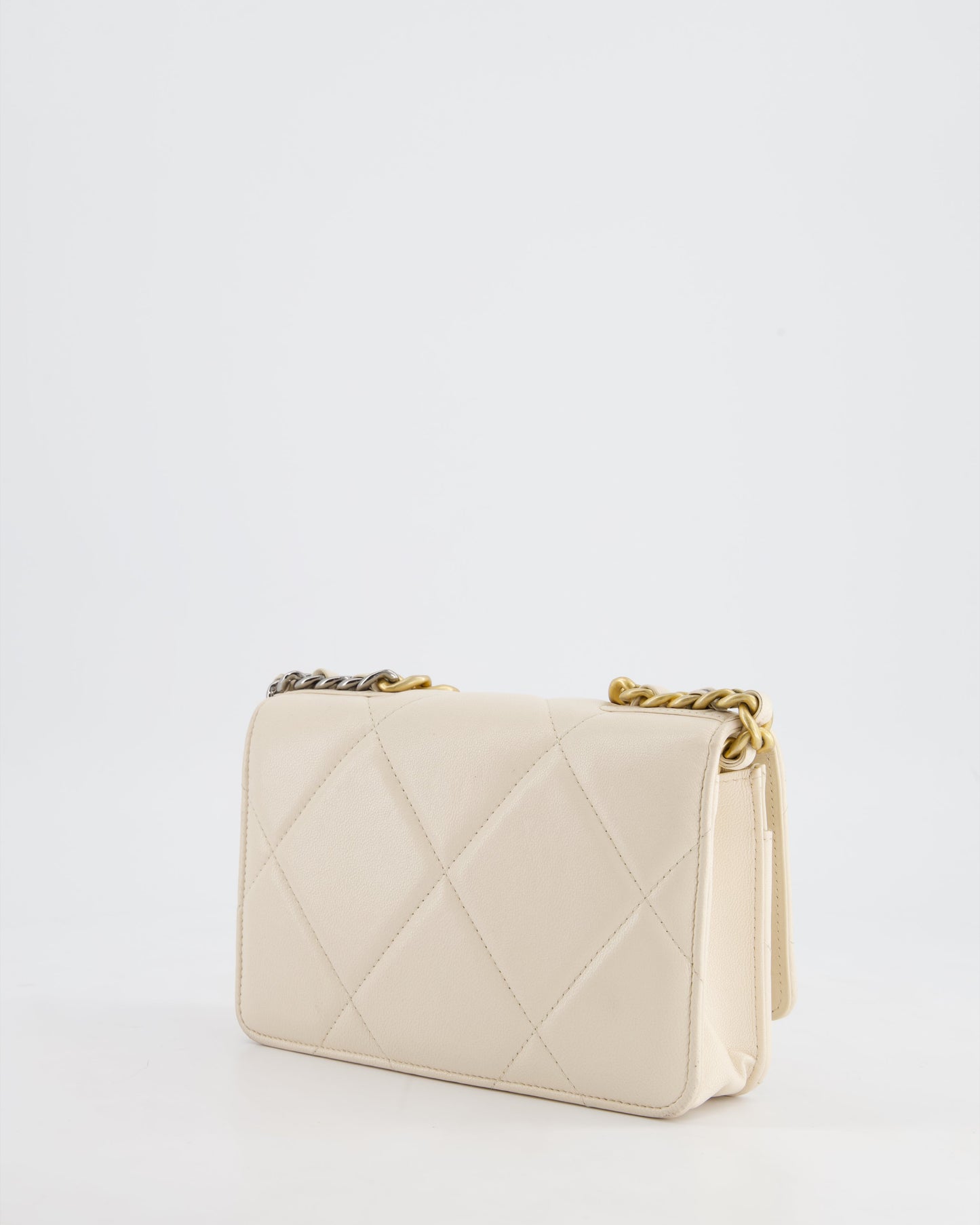 *HOT* Chanel 19 Cream Wallet on Chain in Lambskin Leather with Mixed Hardware