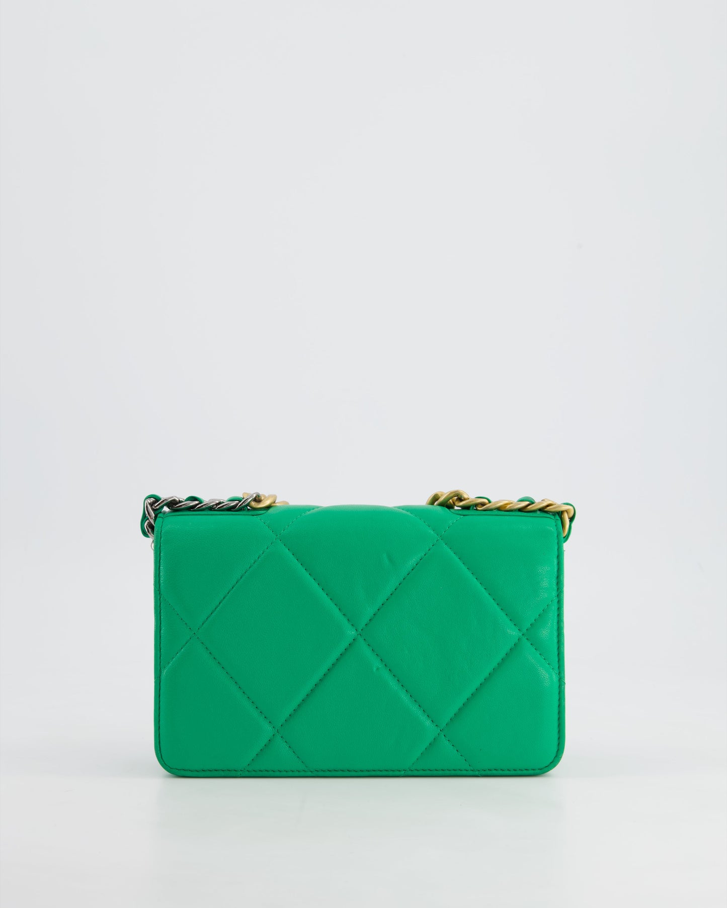 *HOT* Chanel 19 Green Wallet on Chain in Lambskin Leather with Mixed Hardware