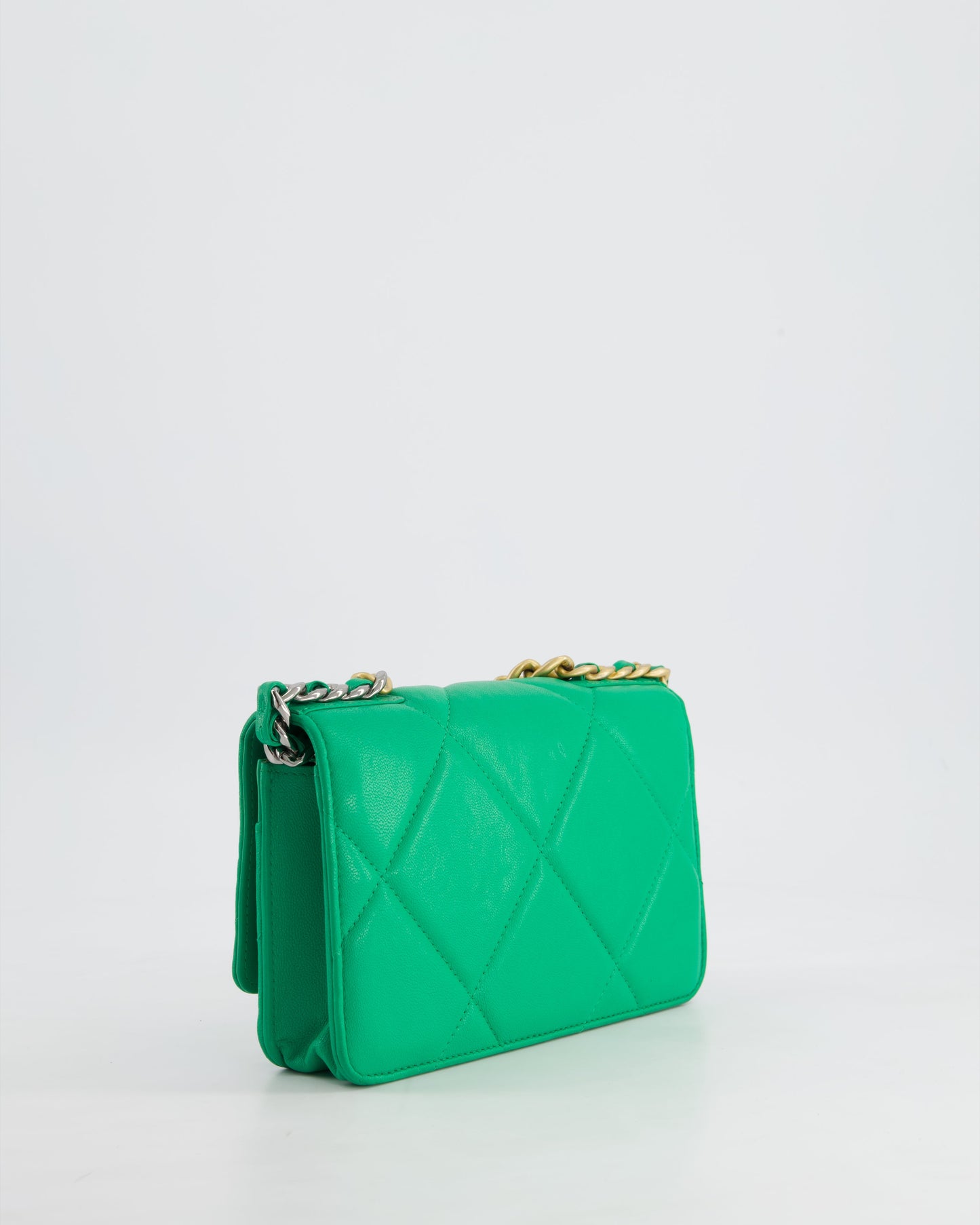 *HOT* Chanel 19 Green Wallet on Chain in Lambskin Leather with Mixed Hardware