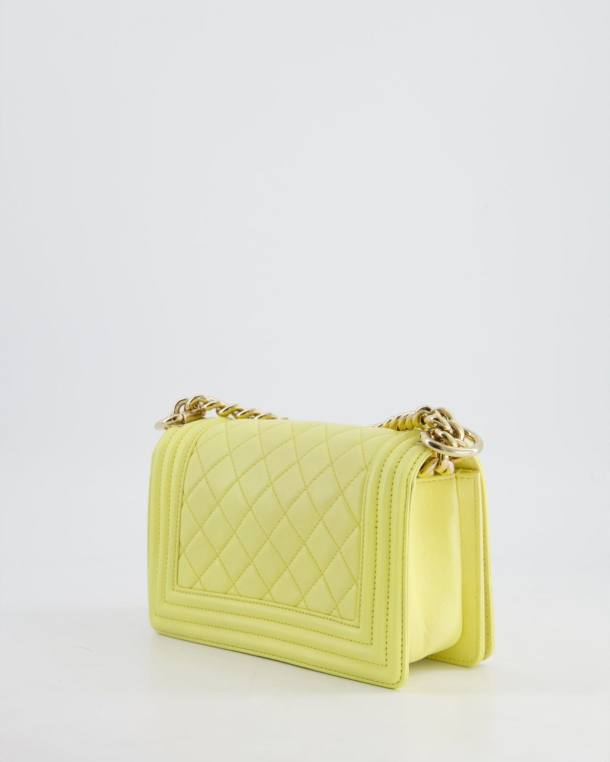 Chanel Yellow Small Boy Bag in Lambskin Leather with Champagne Gold Hardware