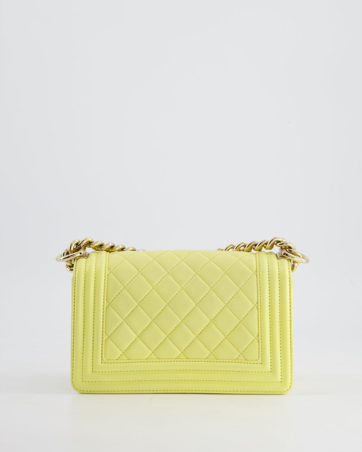 Chanel Yellow Small Boy Bag in Lambskin Leather with Champagne Gold Hardware