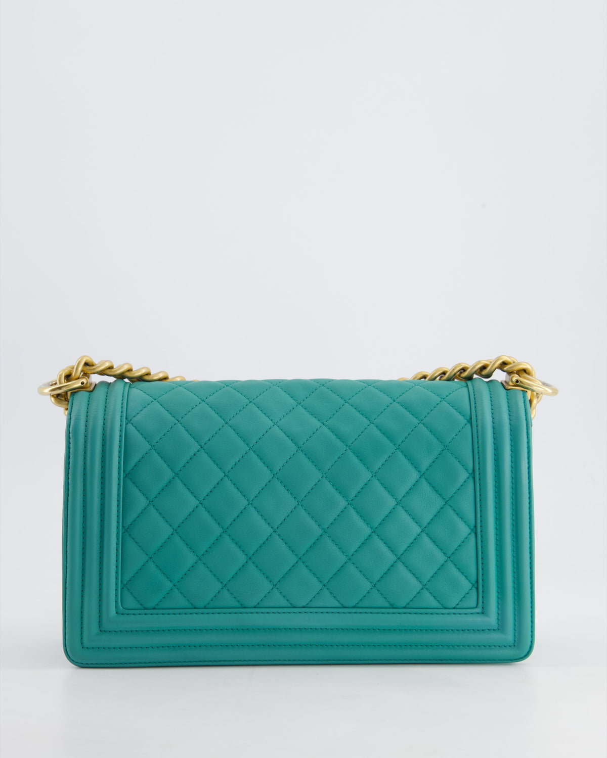 Chanel Teal Lambskin Leather Medium Boy Bag With Brushed Gold Hardware