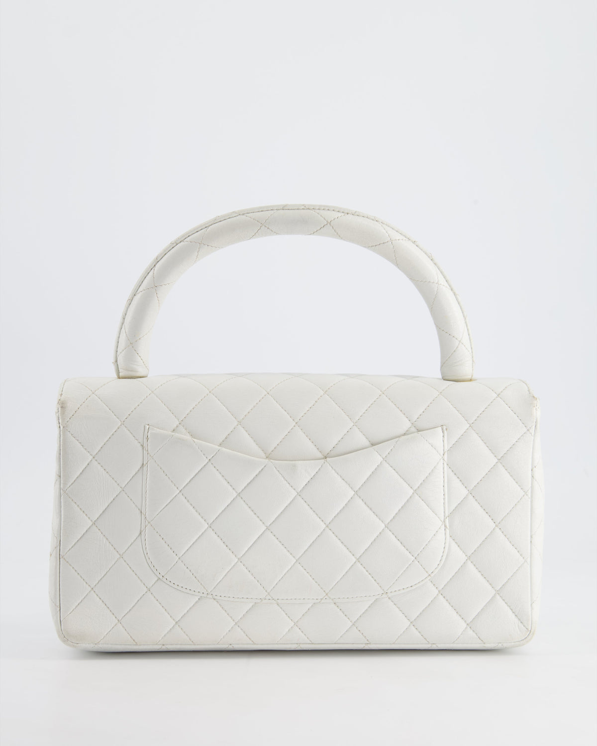 Chanel Vintage White Matelasse Leather Top Handle Bag with 24K Gold Hardware