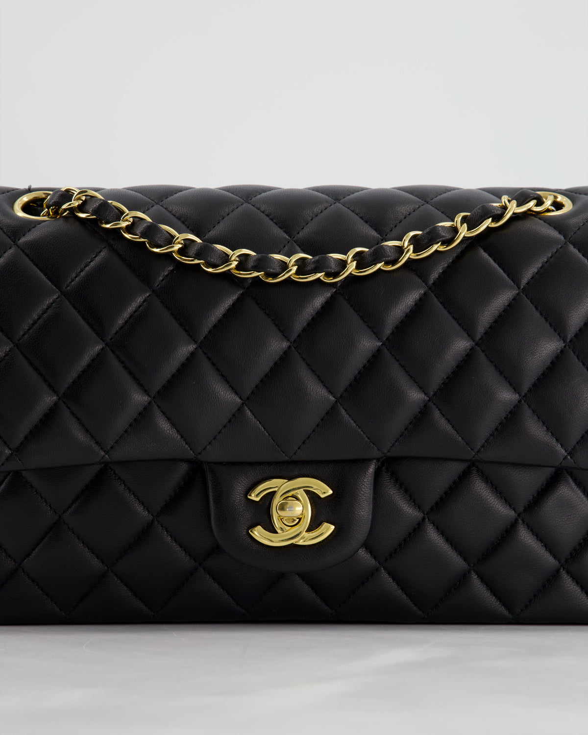 Chanel Medium Black Classic Double Flap Bag in Lambskin Leather with Gold Hardware