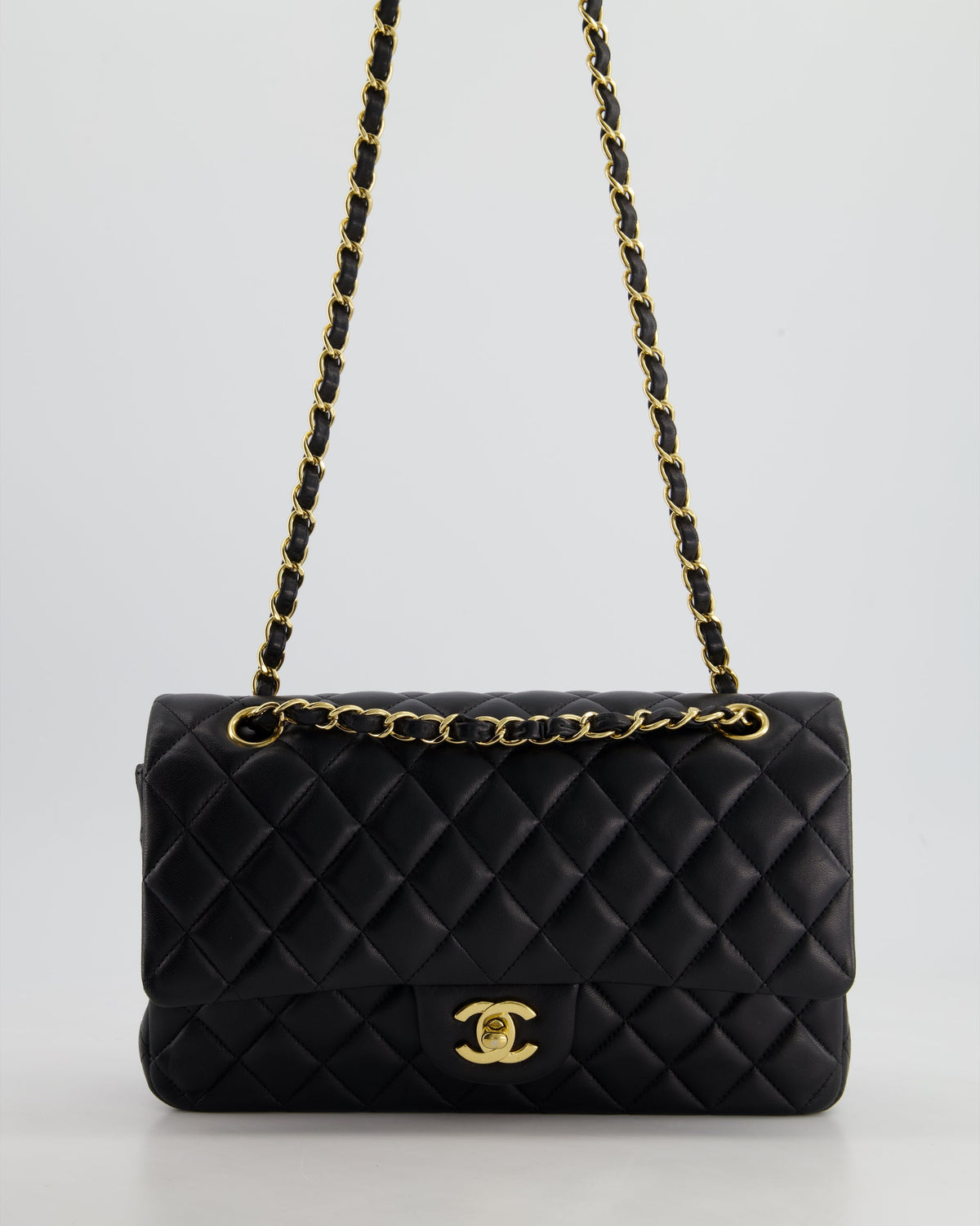 Chanel Medium Black Classic Double Flap Bag in Lambskin Leather with Gold Hardware