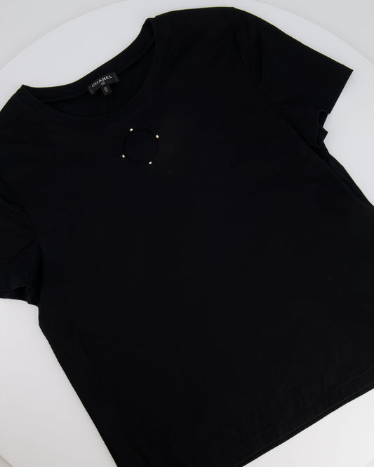 Chanel 20S Black T-Shirt with Cut-Out Front Detailing Size FR 34/36 (UK 6/8) RRP ¬£1,450