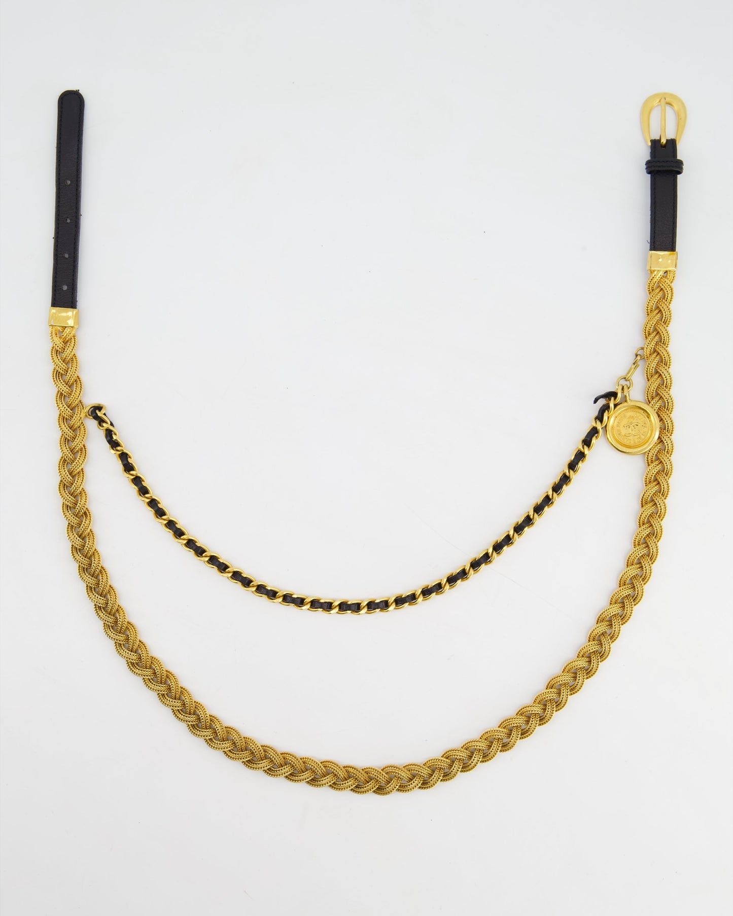 Chanel 98/P Vintage Gold Rope Belt with Medallion Chain Detail