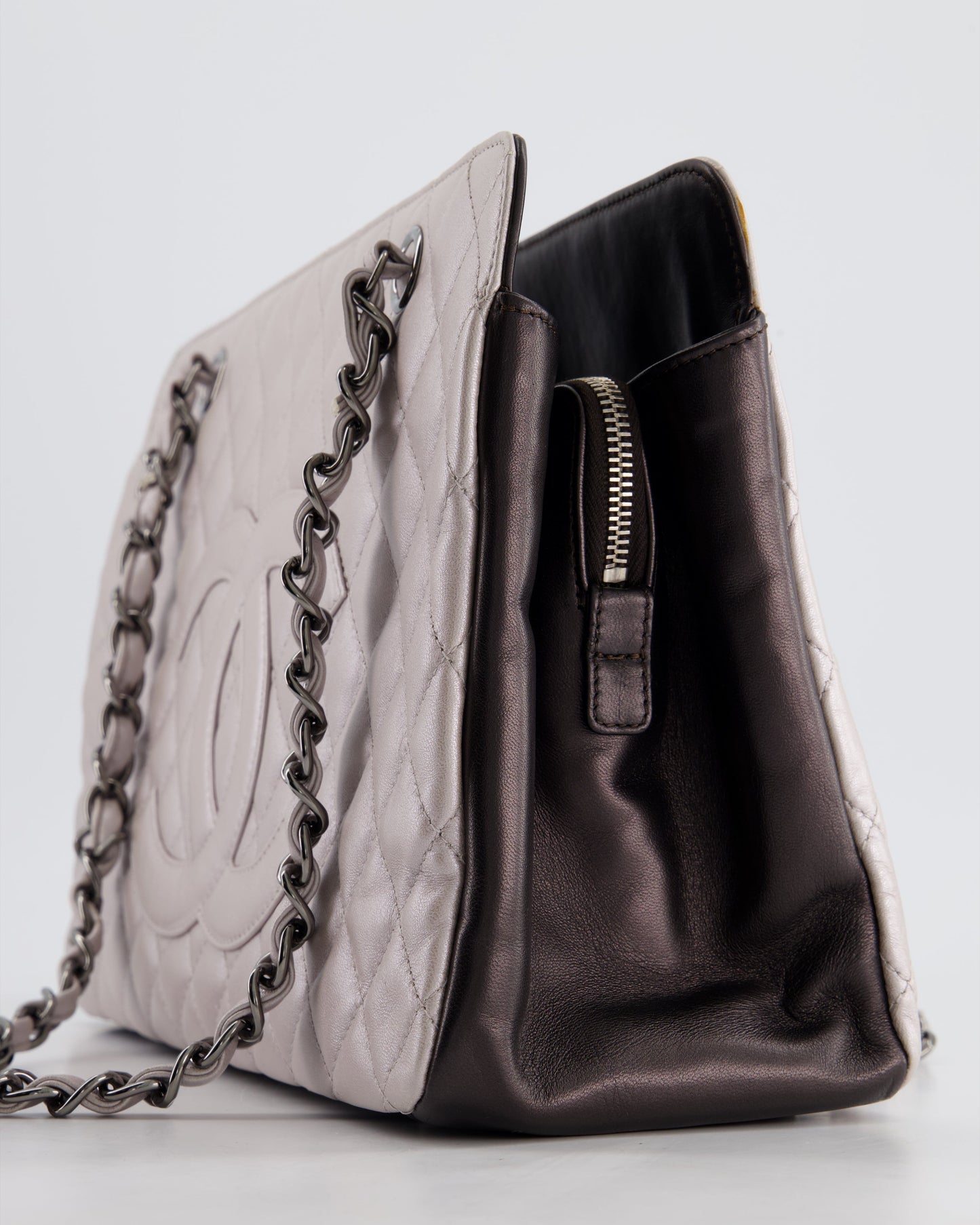 Chanel Silver and Black Reissue GST Tote Bag with Silver Hardware