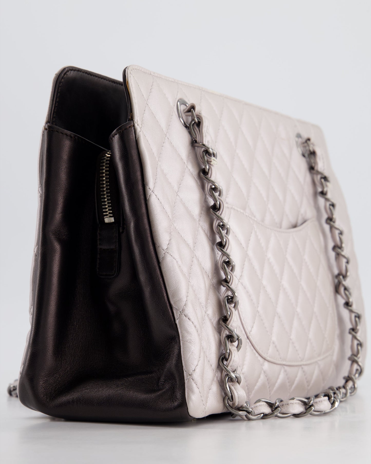 Chanel Silver and Black Reissue GST Tote Bag with Silver Hardware