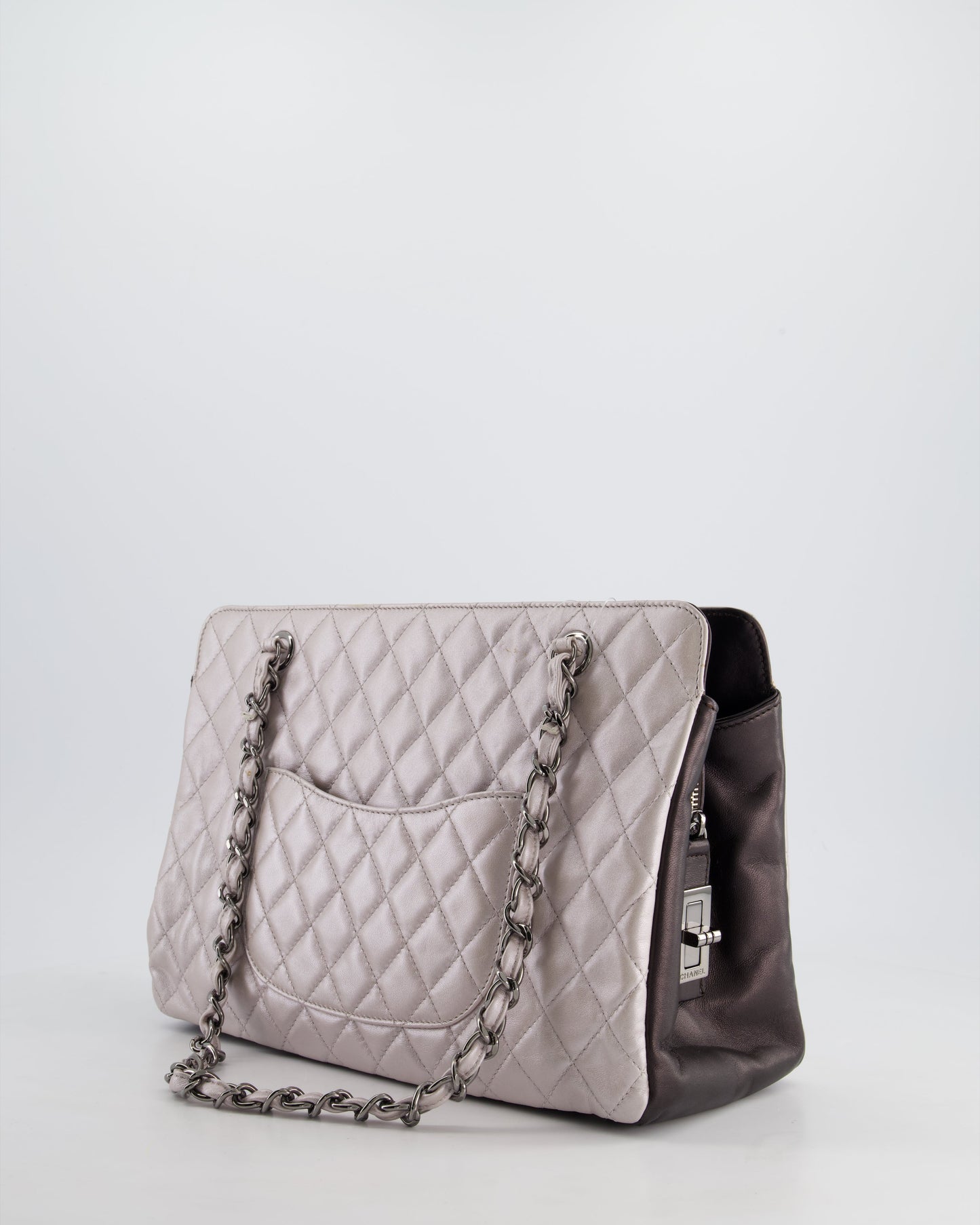 Chanel Silver and Black Reissue GST Tote Bag with Silver Hardware