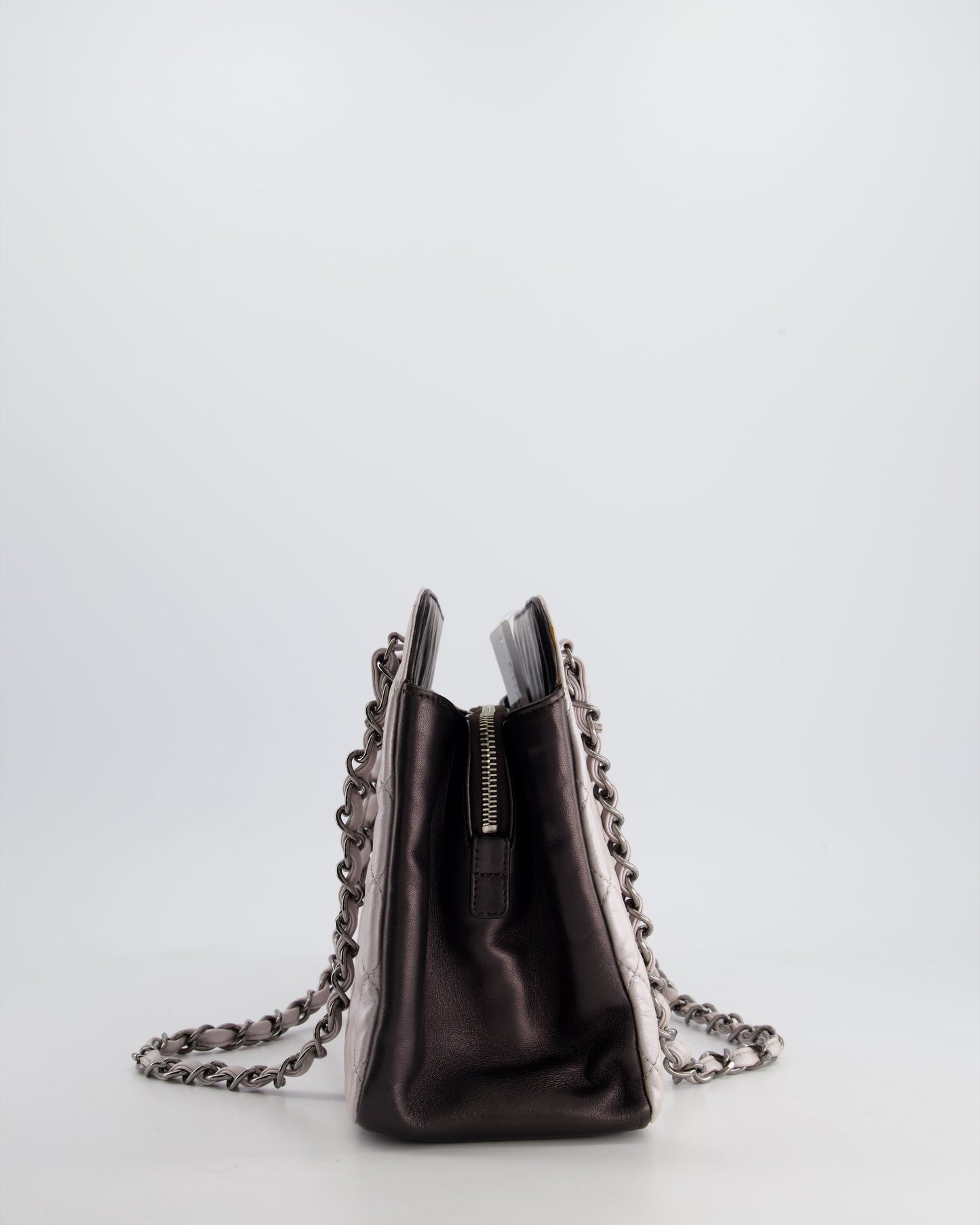 Chanel Silver and Black Reissue GST Tote Bag with Silver Hardware