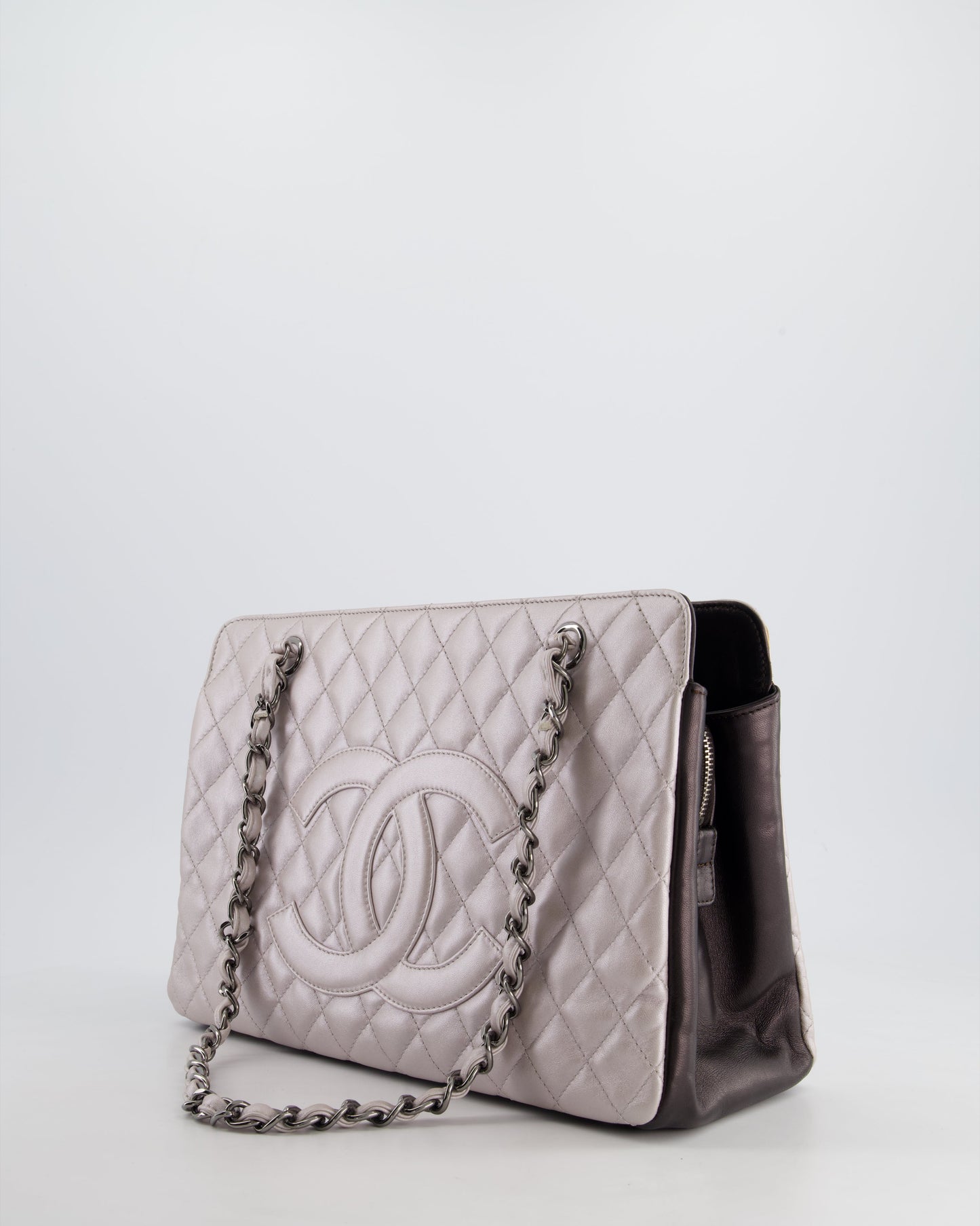 Chanel Silver and Black Reissue GST Tote Bag with Silver Hardware